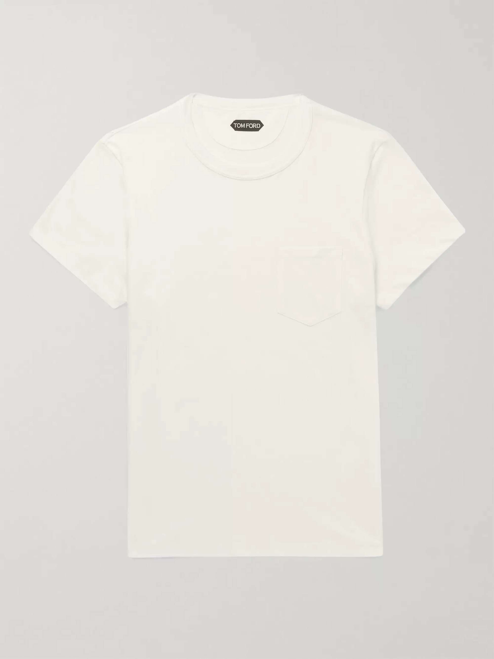 TOM FORD western-style panelled cotton shirt - White