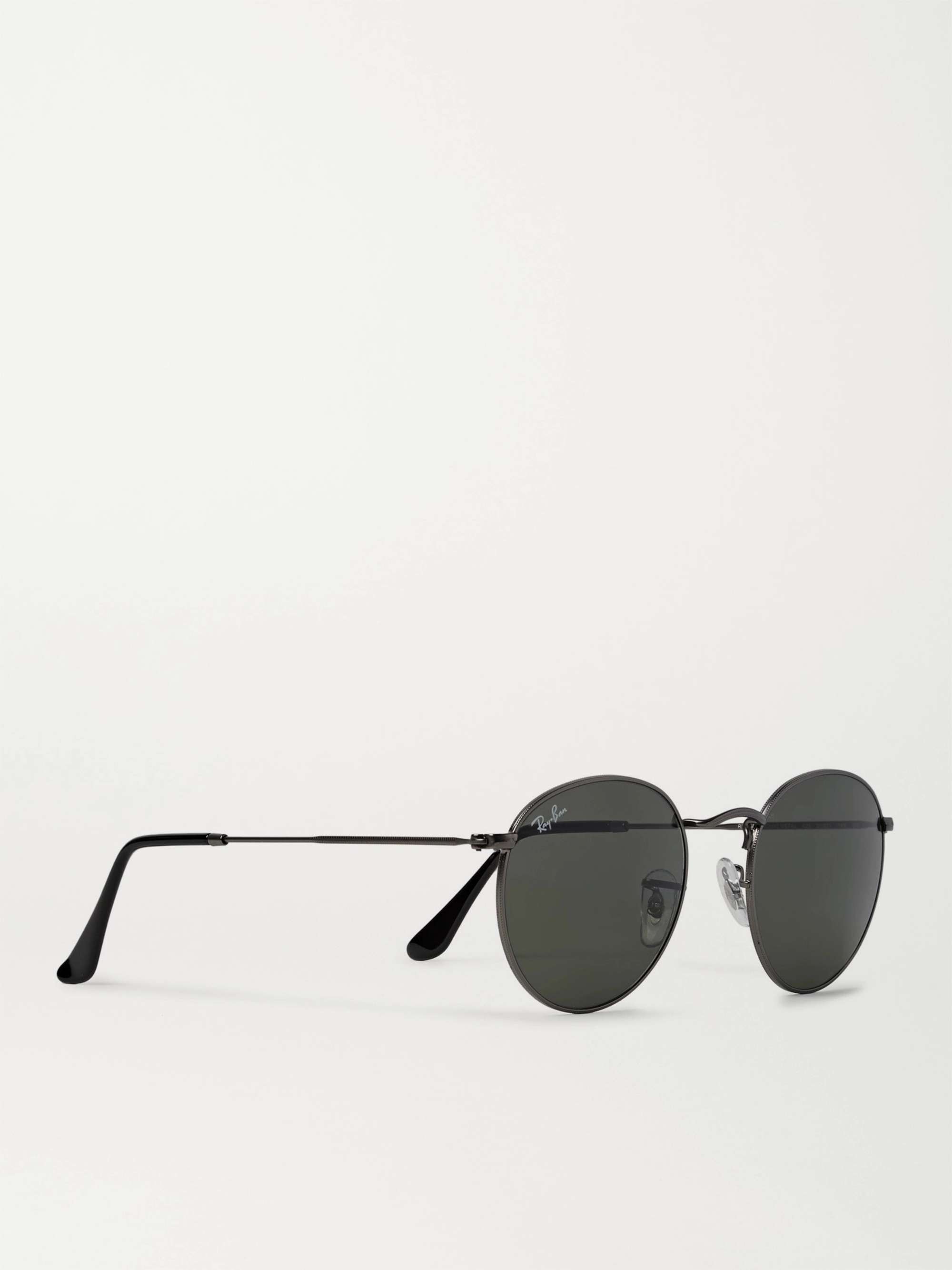 RAY-BAN Round-Frame Gunmetal-Tone Sunglasses for Men | MR PORTER