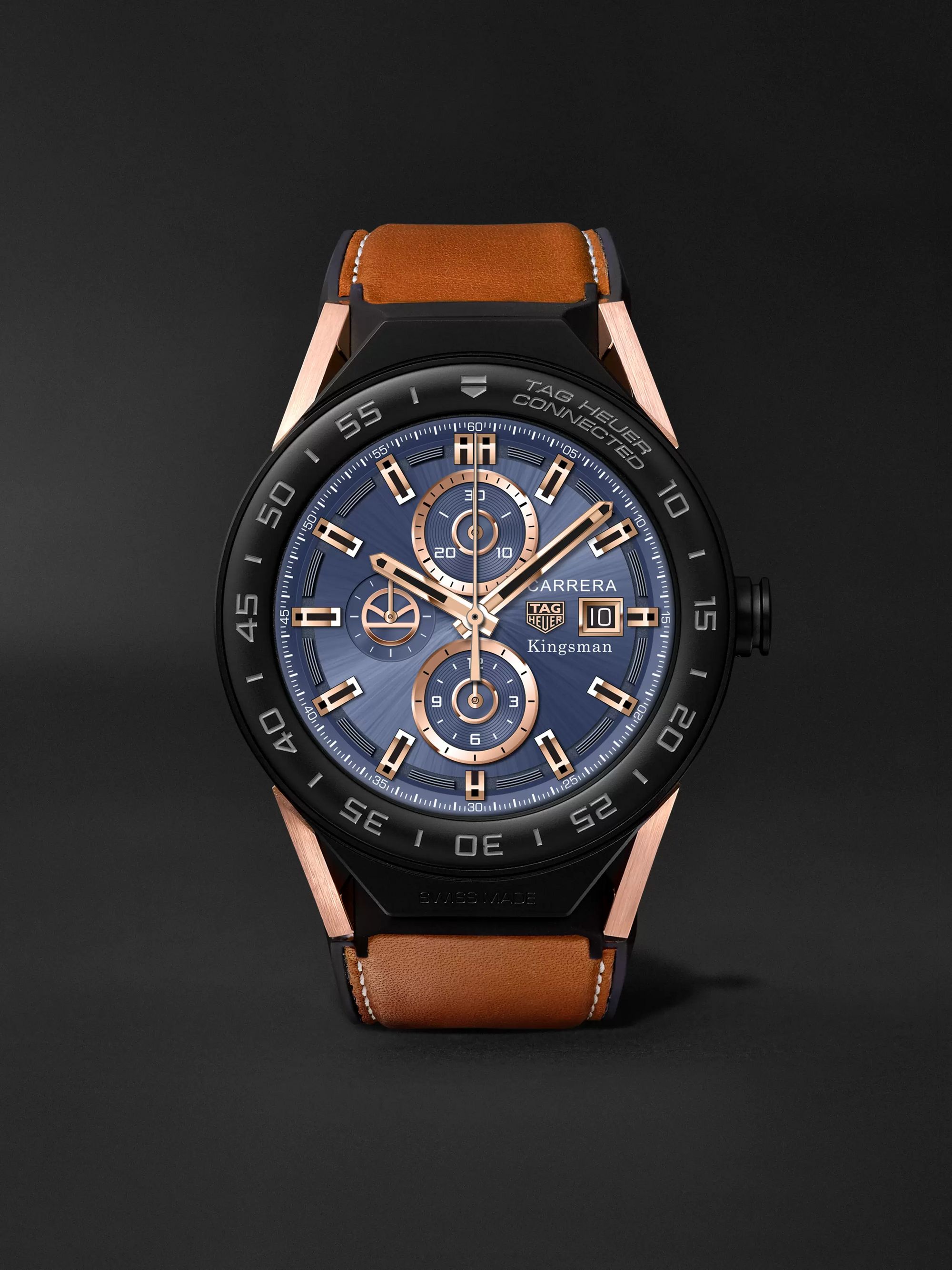 KINGSMAN X TAG HEUER + TAG Heuer Connected Modular 45mm Ceramic and Leather  Smart Watch, Ref. No. SBF8A8023.32EB0103 for Men | MR PORTER