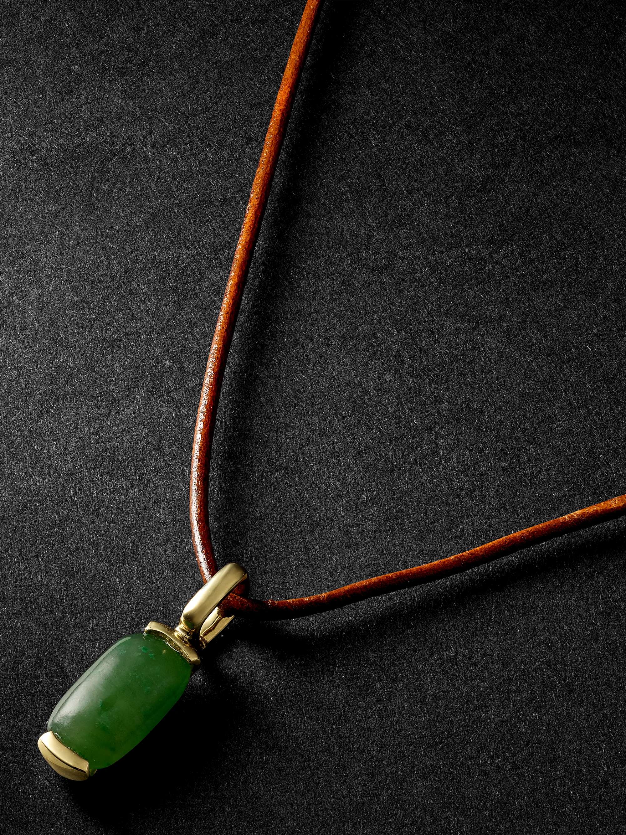 Green 18-Karat Gold, Leather and Jade Pendant Necklace | FERNANDO JORGE |  MR PORTER