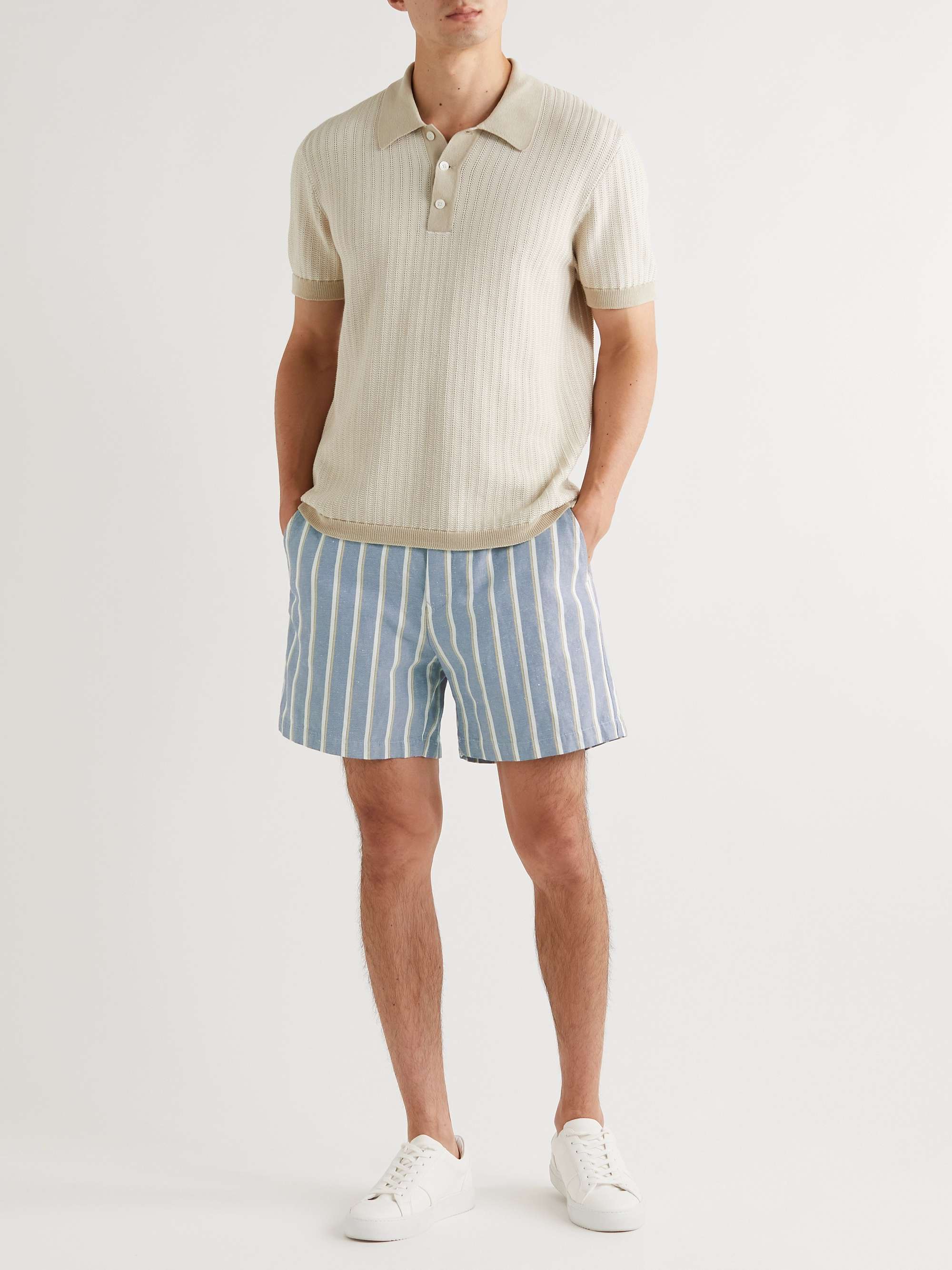 MR P. Striped Cotton and Linen-Blend Twill Shorts for Men | MR PORTER