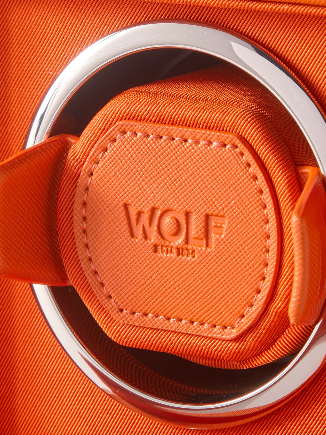 Shop Wolf Cub Pebble-grain Vegan Leather Watch Winder In Orange