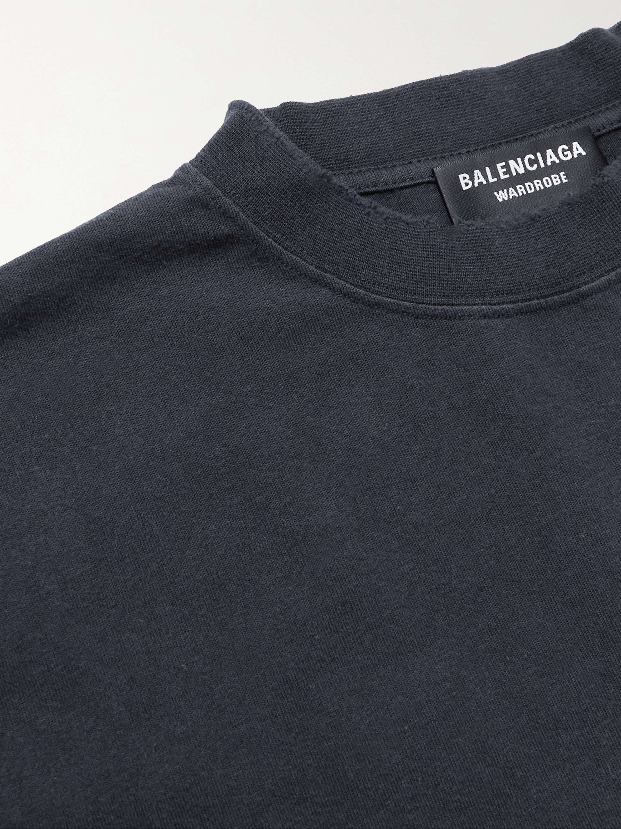 Balenciaga Oversized logo-embroidered Cotton-Jersey T-Shirt - Men - Black T-shirts - M