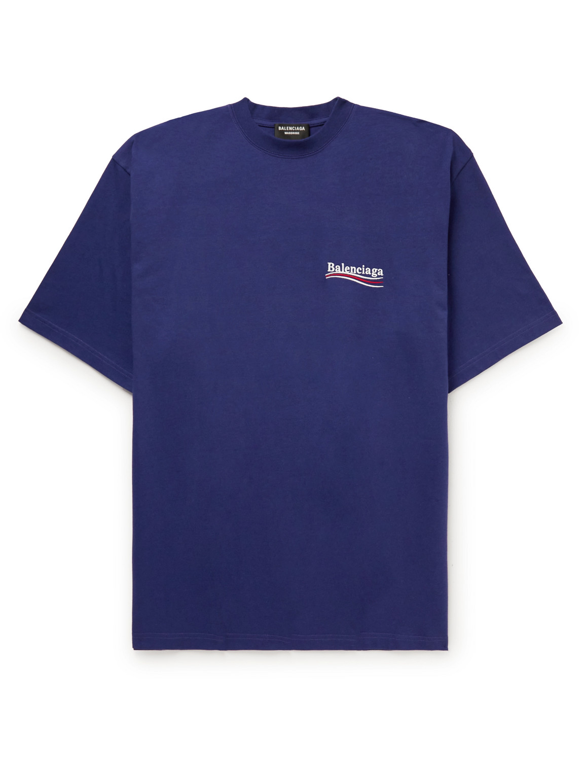Balenciaga - Oversized Logo-Embroidered Cotton-Jersey T-Shirt - Men - Blue  - XS for Men