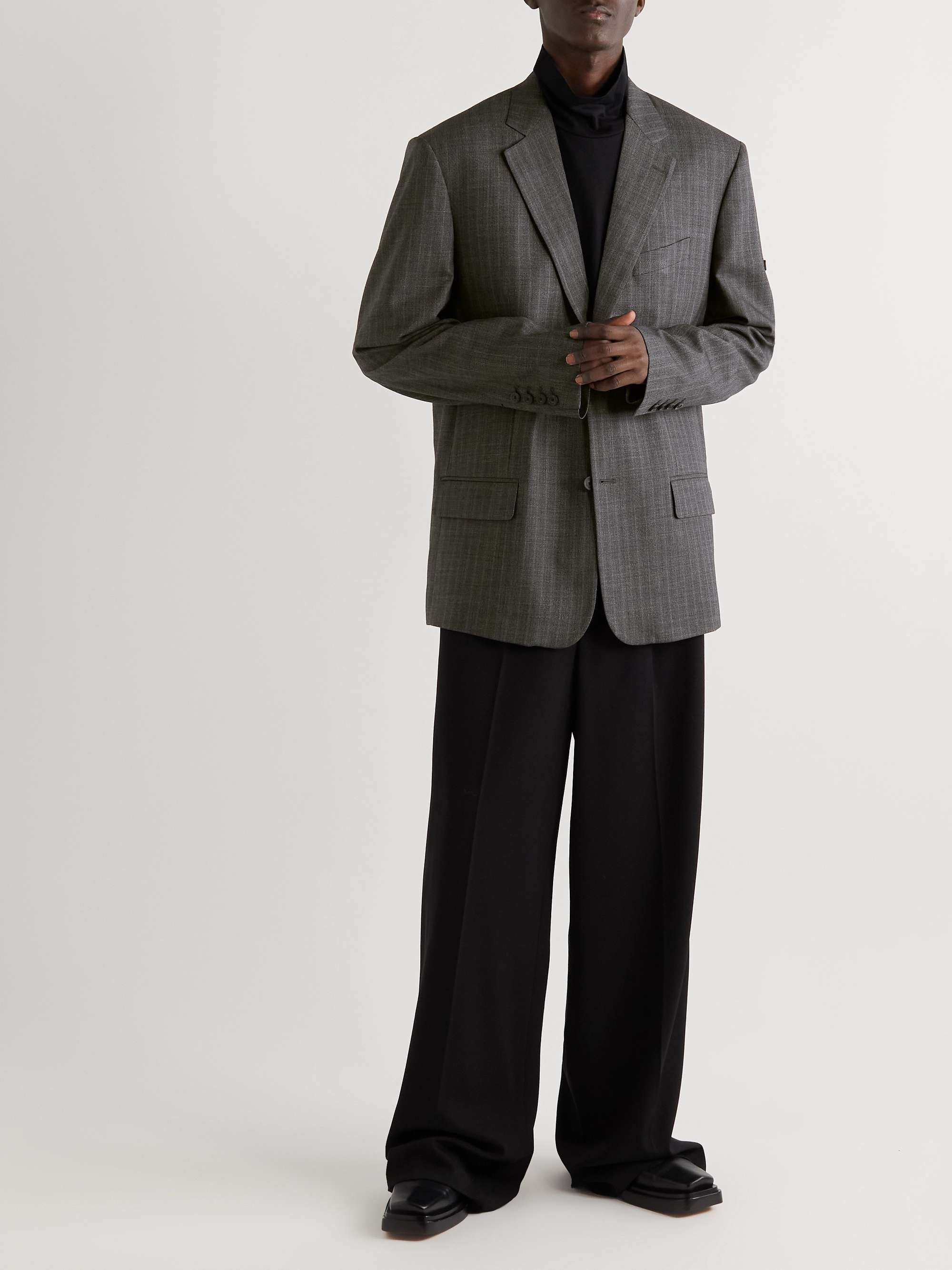 Gray Oversized Checked Super 130s Wool Blazer | BALENCIAGA | MR PORTER