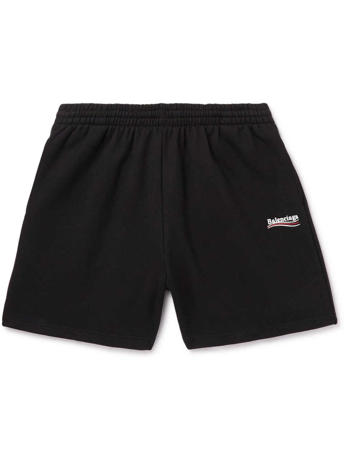 Balenciaga Wide-leg Logo-embroidered Distressed Cotton-jersey Shorts In Black
