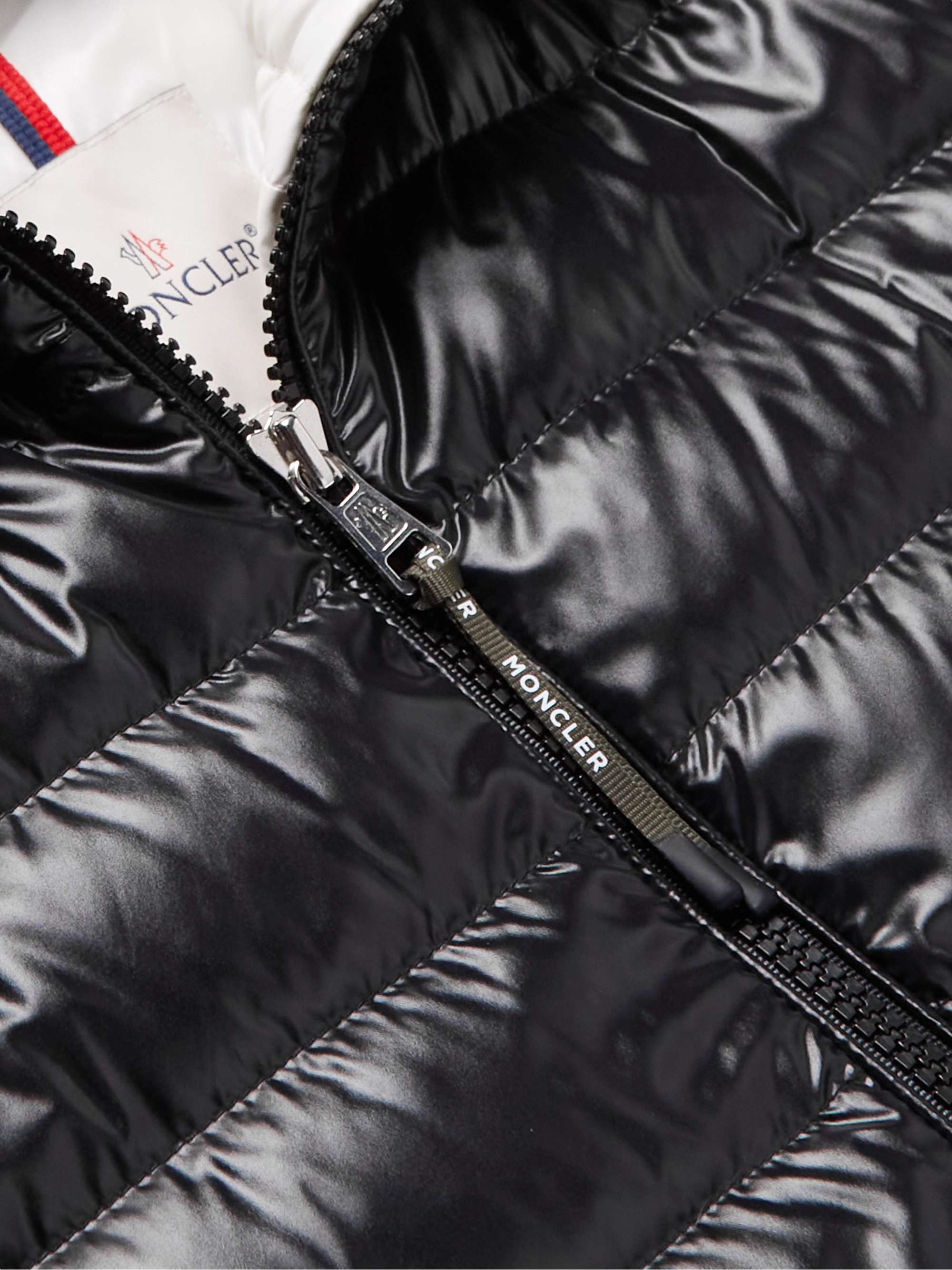 Black Galion Logo-Appliquéd Quilted Glossed-Shell Hooded Down Jacket |  MONCLER | MR PORTER