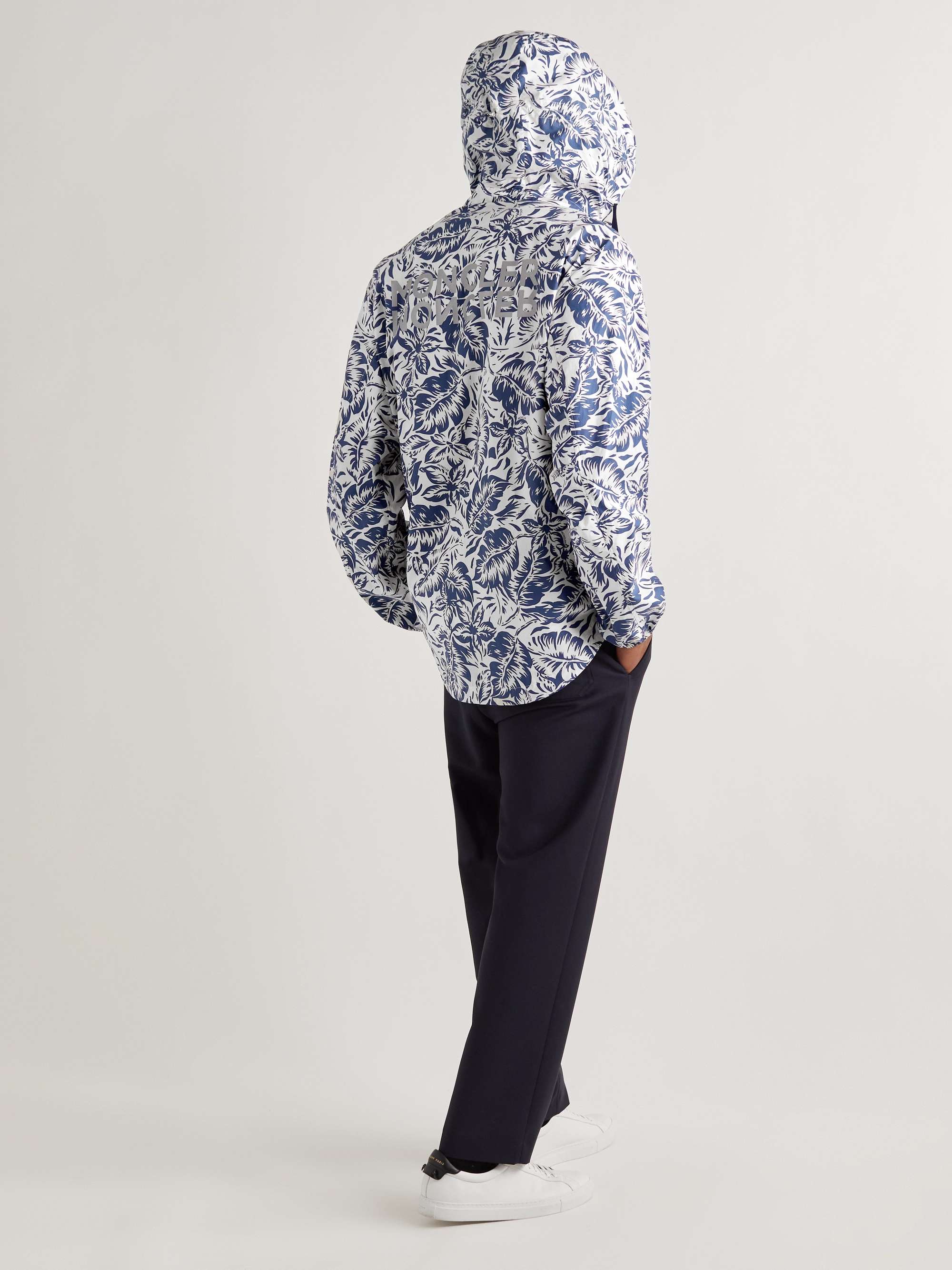 Blue Ebizo Logo-Appliquéd Printed Cotton Hooded Jacket | MONCLER | MR PORTER