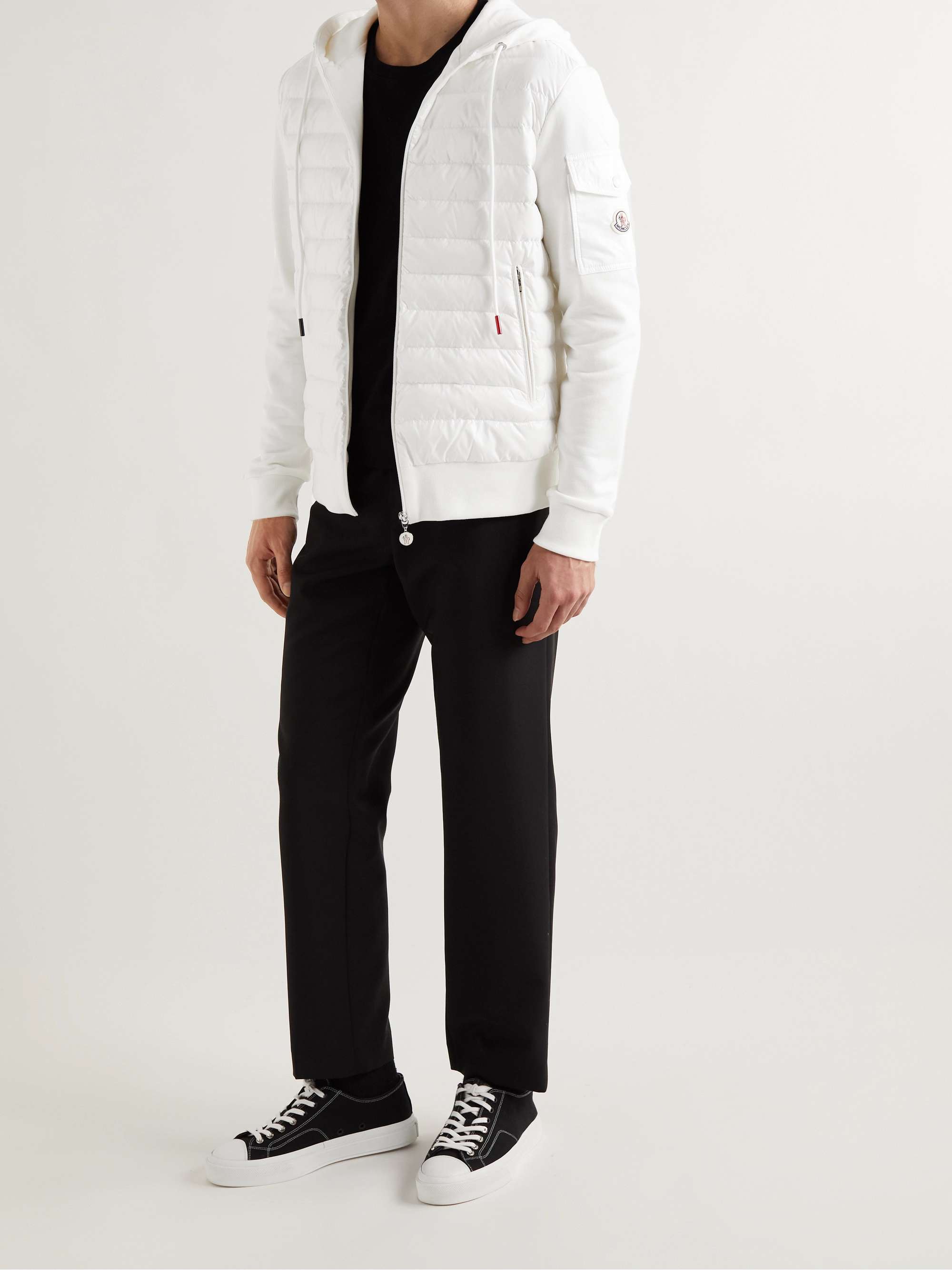 MONCLER Quilted Nylon-Panelled Cotton-Jersey Hooded Down Jacket | MR PORTER