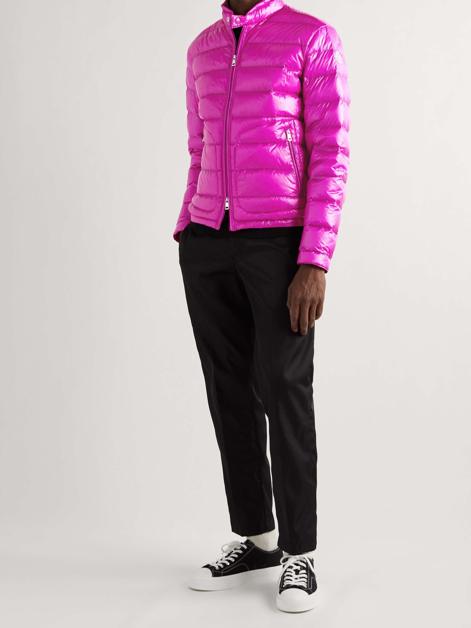 MONCLER Acorus Logo-Appliquéd Quilted Glossed-Shell Down Jacket | MR PORTER