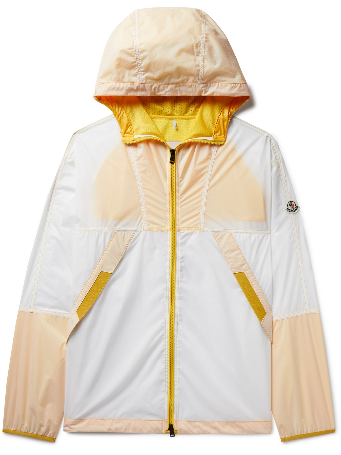 Moncler Doi Logo-appliquéd Webbing-trimmed Nylon Hooded Jacket In White