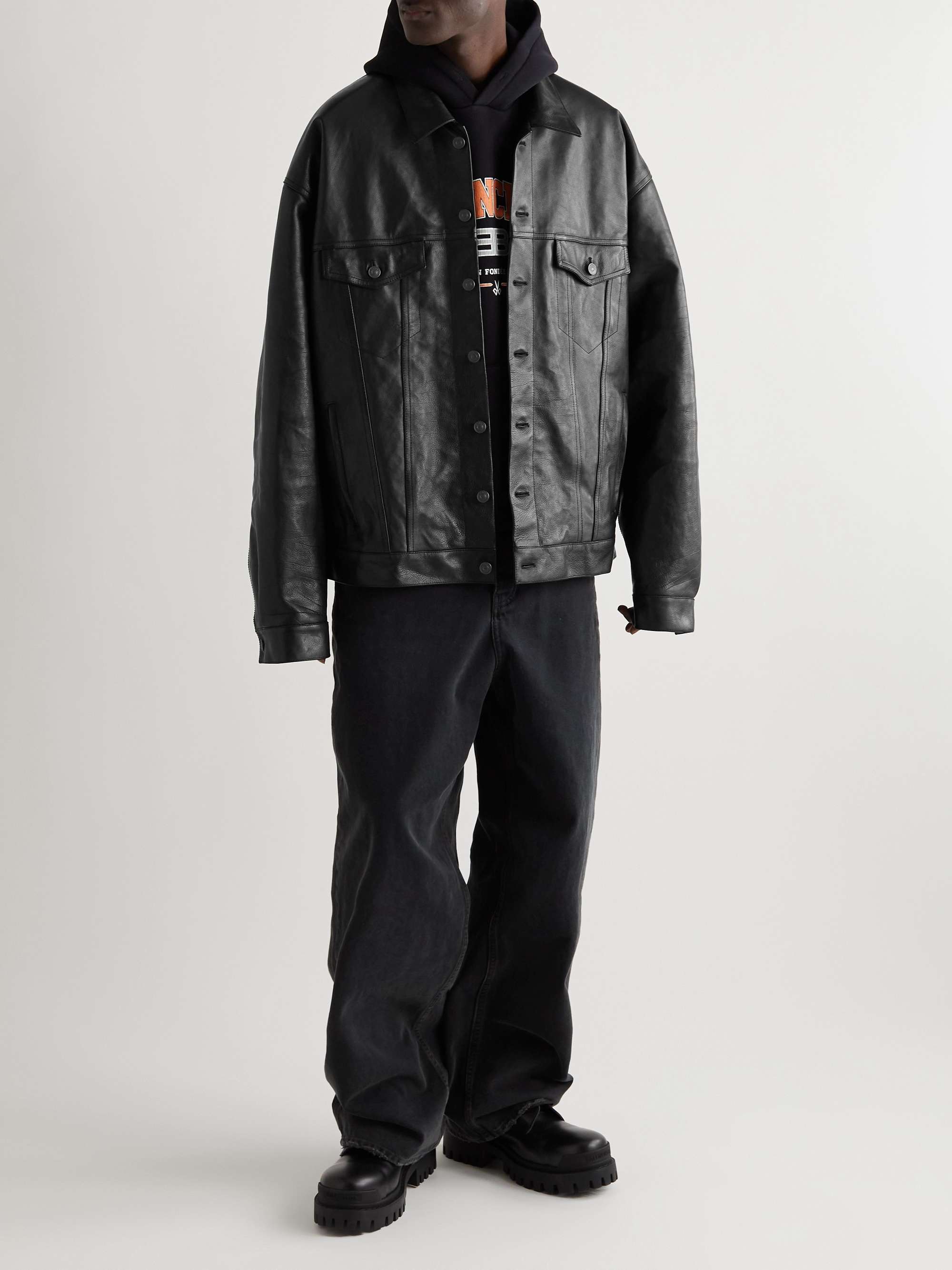 BALENCIAGA Oversized Full-Grain Leather Jacket for Men | MR PORTER