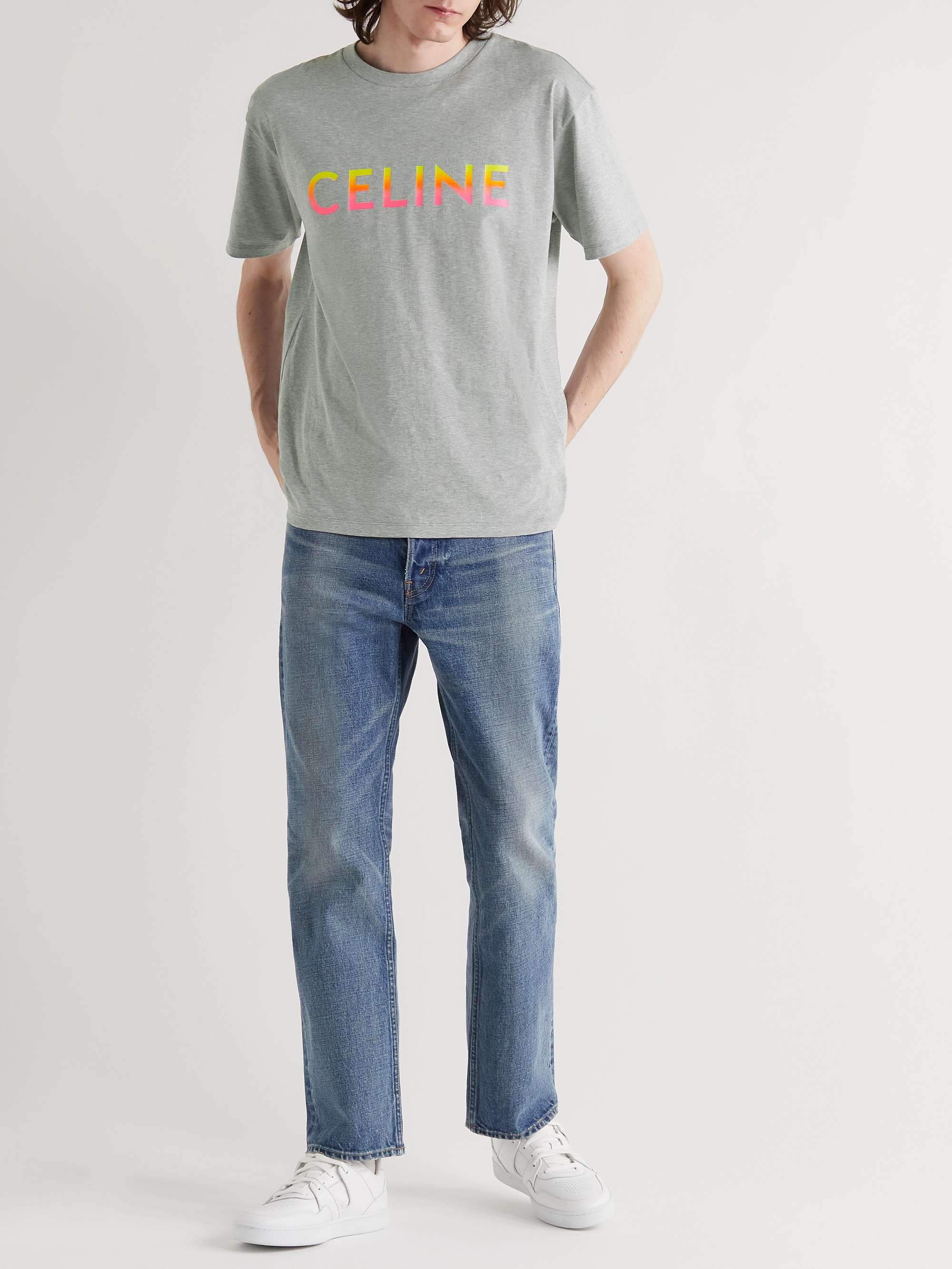 Celine Homme Oversized logo-print Cotton-jersey T-Shirt - Men - Gray T-shirts - XL