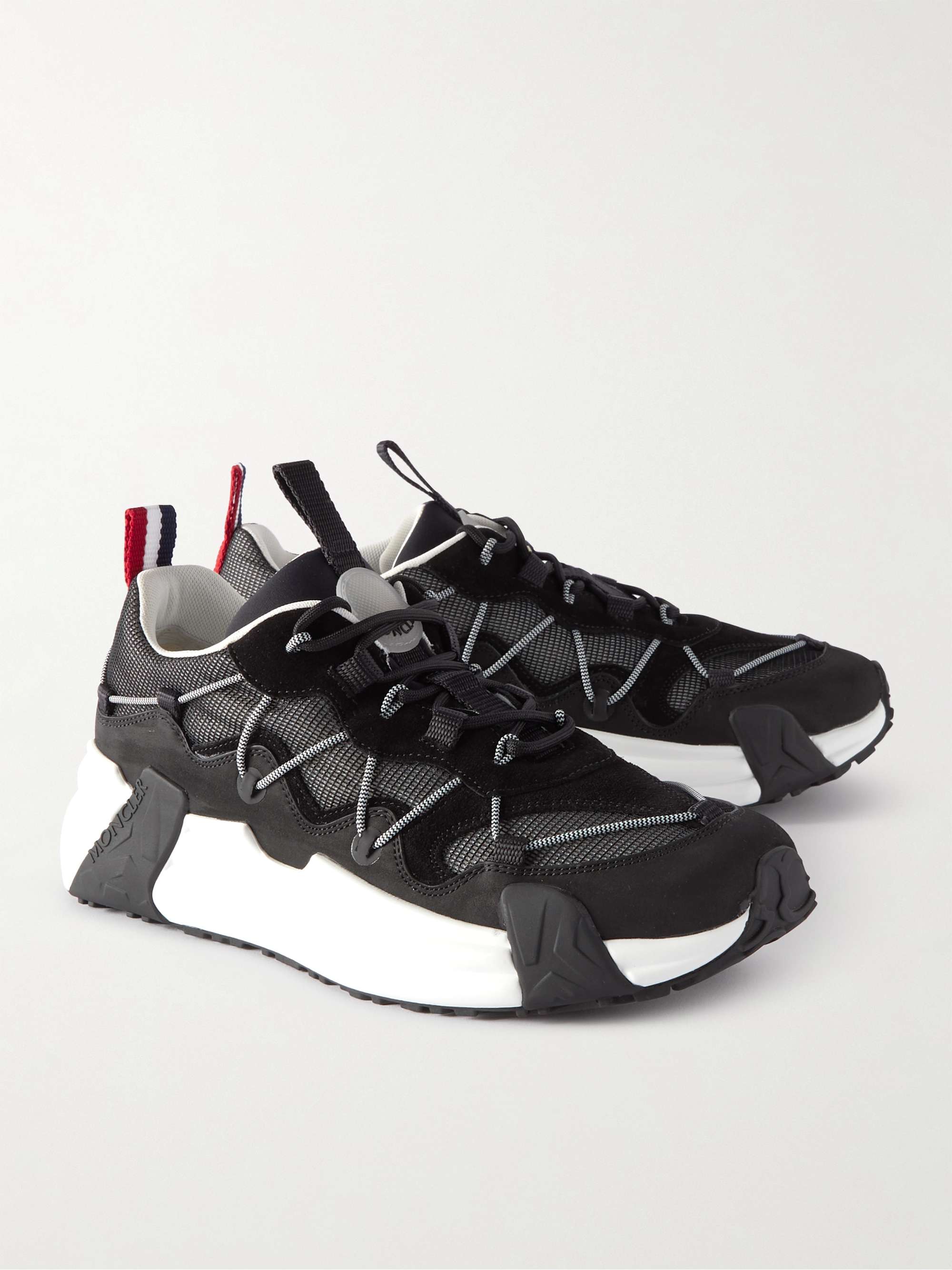 MONCLER Compassor Mesh-Trimmed Nubuck and Suede Sneakers