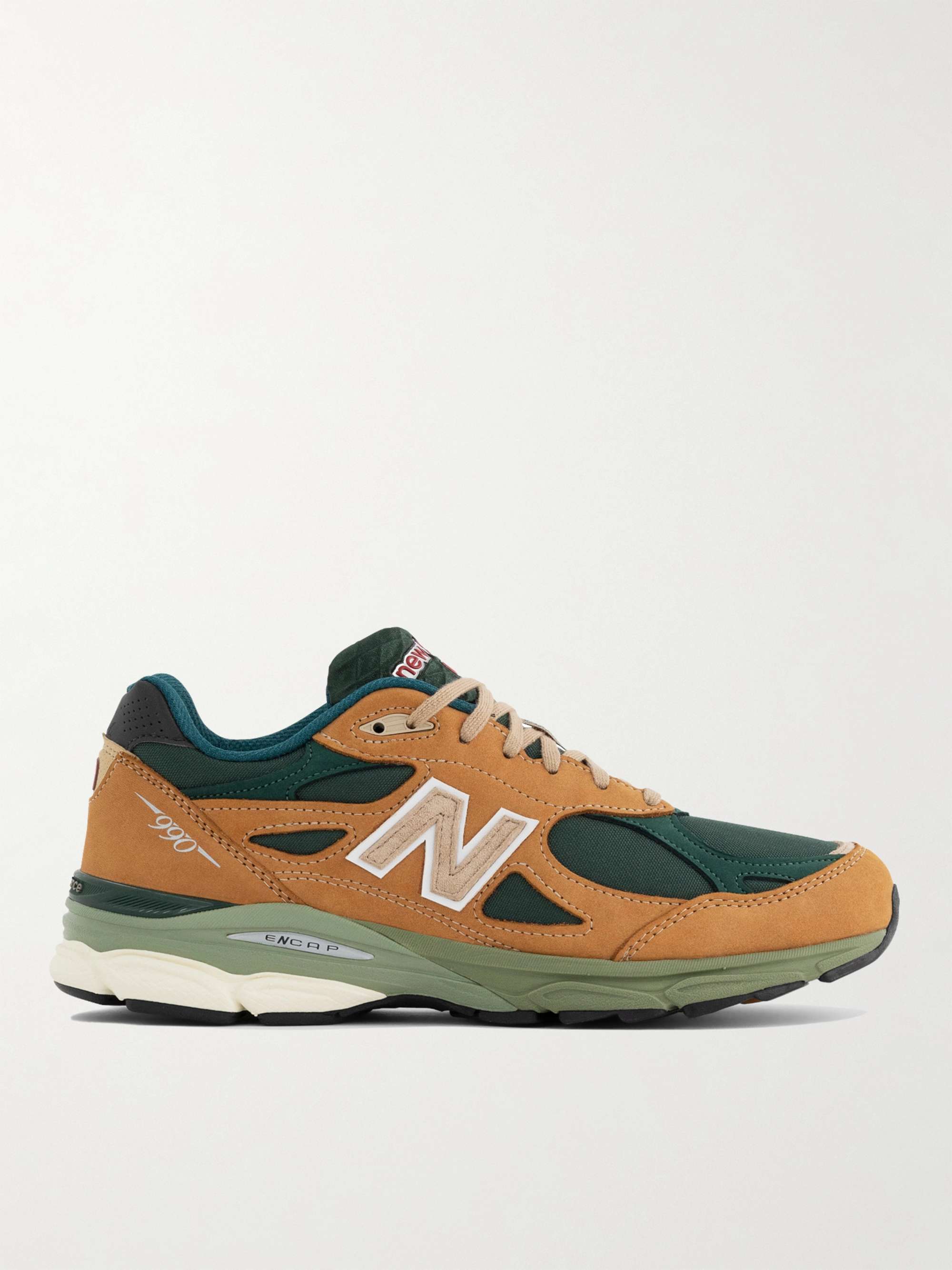 NEW BALANCE 990v3 Leather-Trimmed Mesh and Suede Sneakers