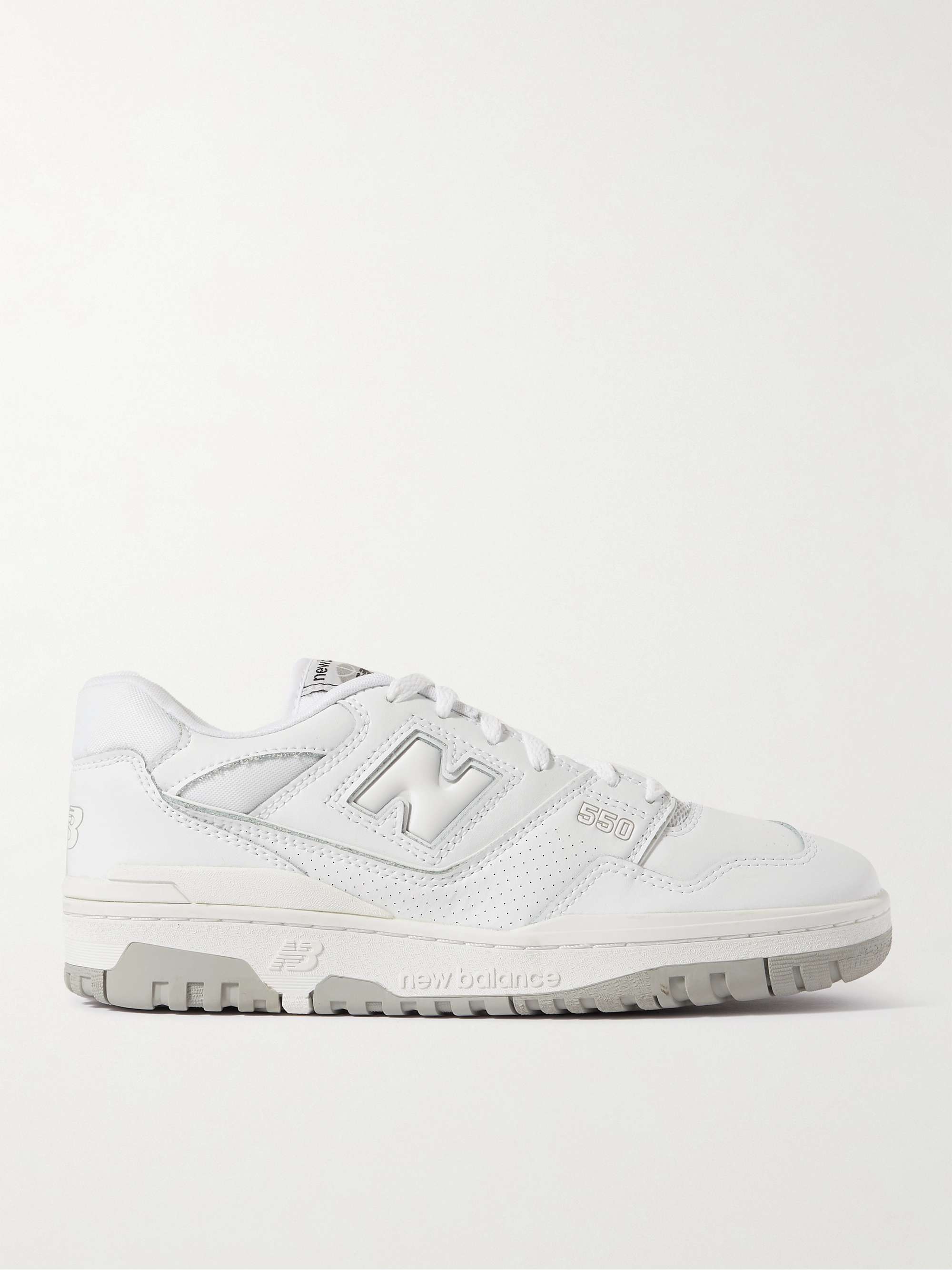 White 550 Mesh-Trimmed Leather Sneakers | NEW BALANCE | MR PORTER
