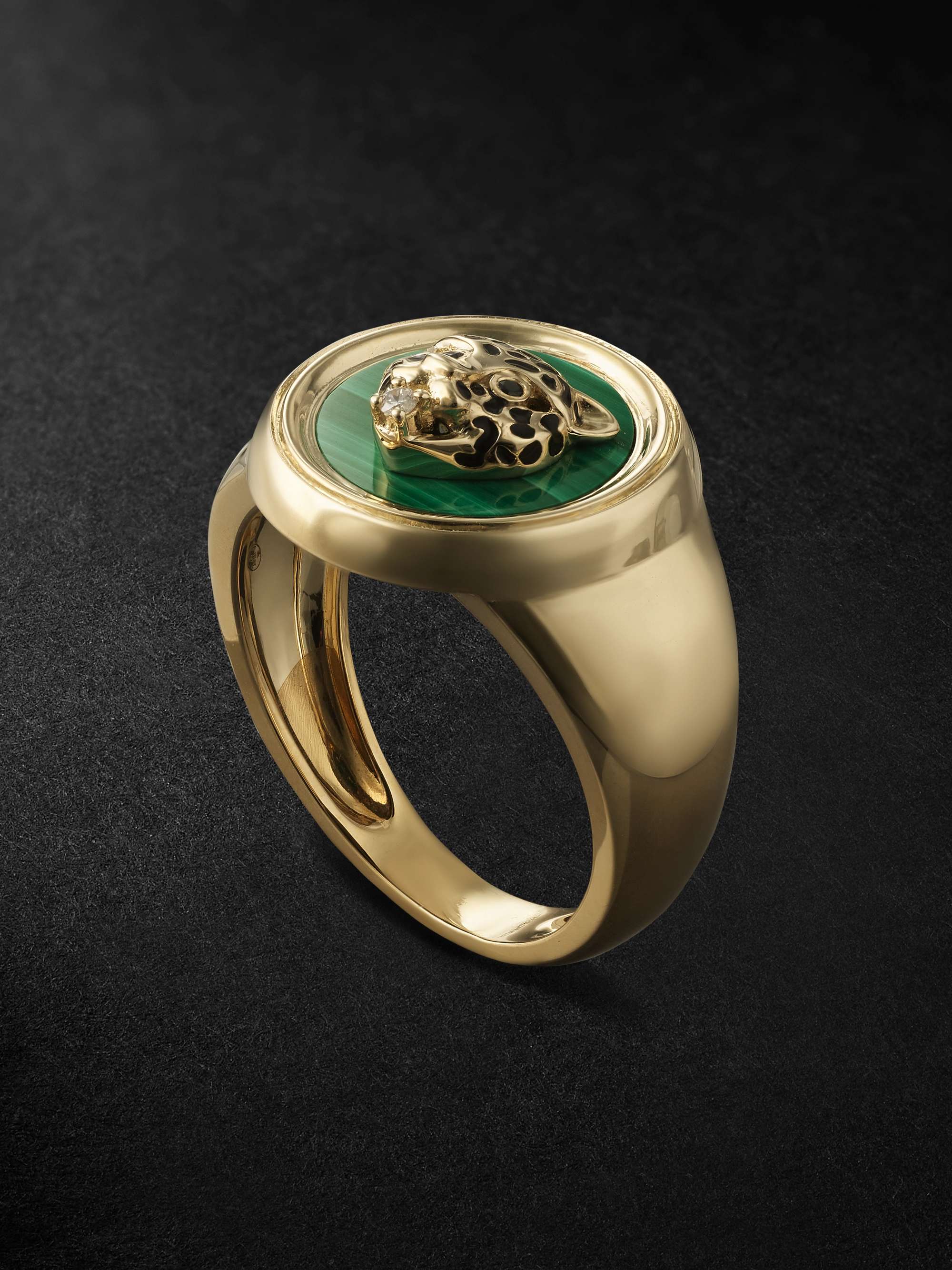 Chevaliere Leopard Gold, Enamel and Multi-Stone Signet Ring