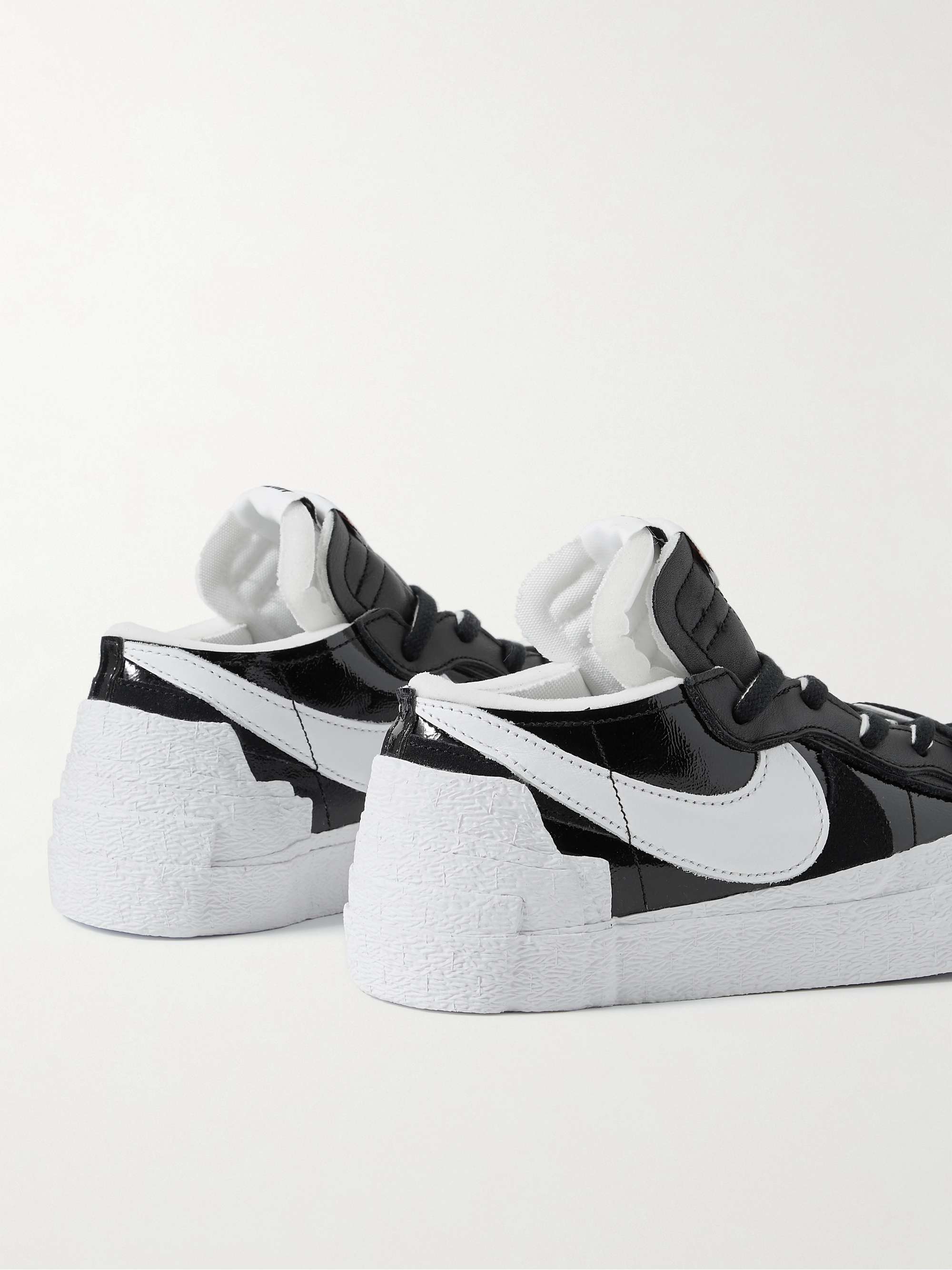 NIKE + Sacai Blazer Low Suede-Trimmed Leather Sneakers for Men | MR PORTER