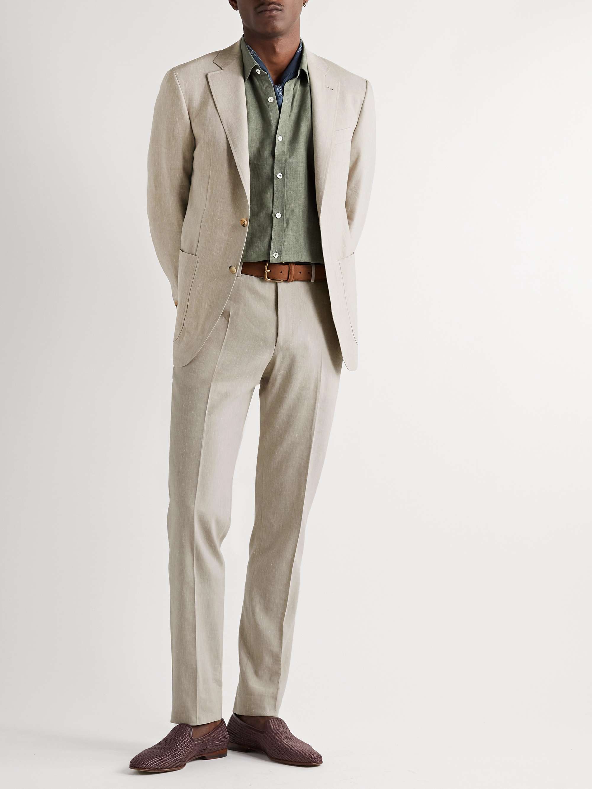 CANALI Kei Slim-Fit Tapered Linen and Wool-Blend Suit Trousers for Men | MR  PORTER