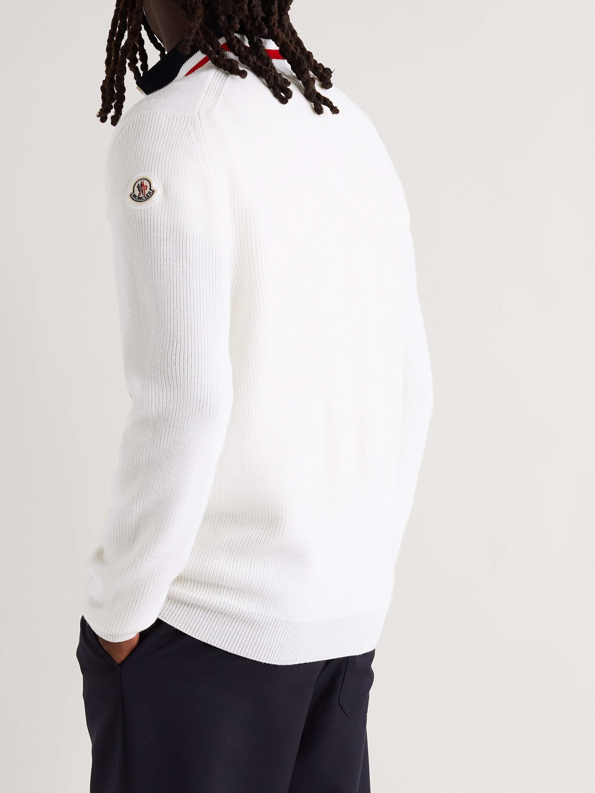 MONCLER Ribbed Virgin Wool Half-Zip Sweater for Men | MR PORTER