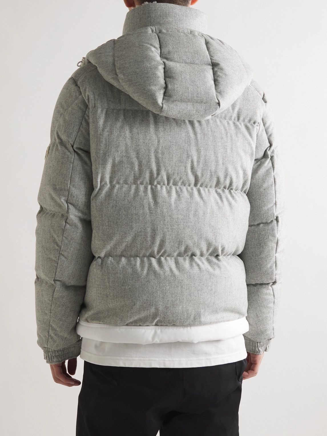 Shop Moncler Tarentaise Quilted Virgin Wool-flannel Hooded Down Jacket In Gray