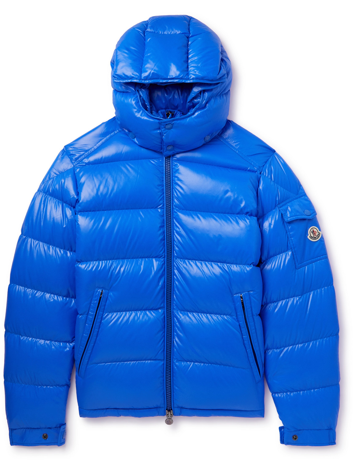 Moncler Maya Quilted Shell Hooded Down Jacket In Blu | ModeSens