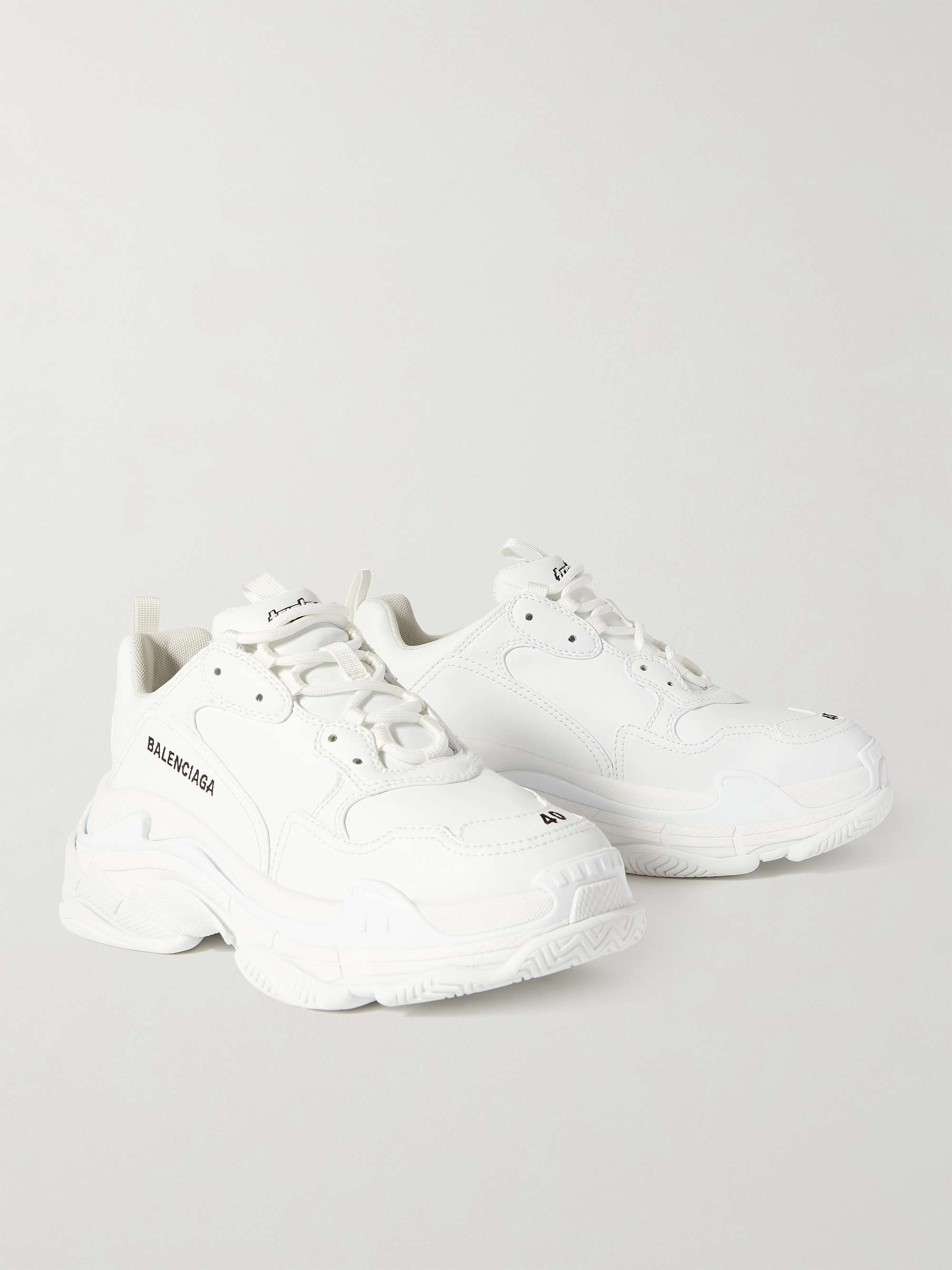 White Triple S Faux Leather Sneakers | BALENCIAGA | MR PORTER