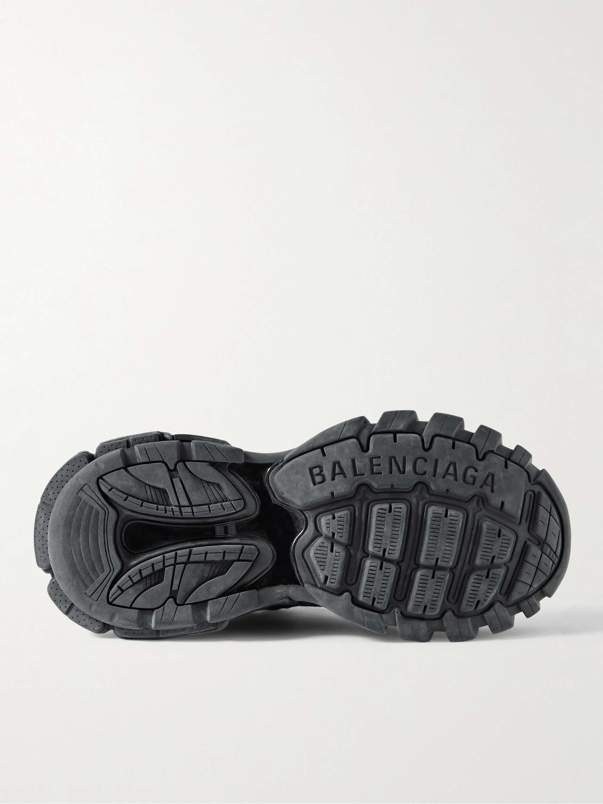BALENCIAGA Track.3 Distressed Mesh and Nylon Sneakers for Men | MR PORTER