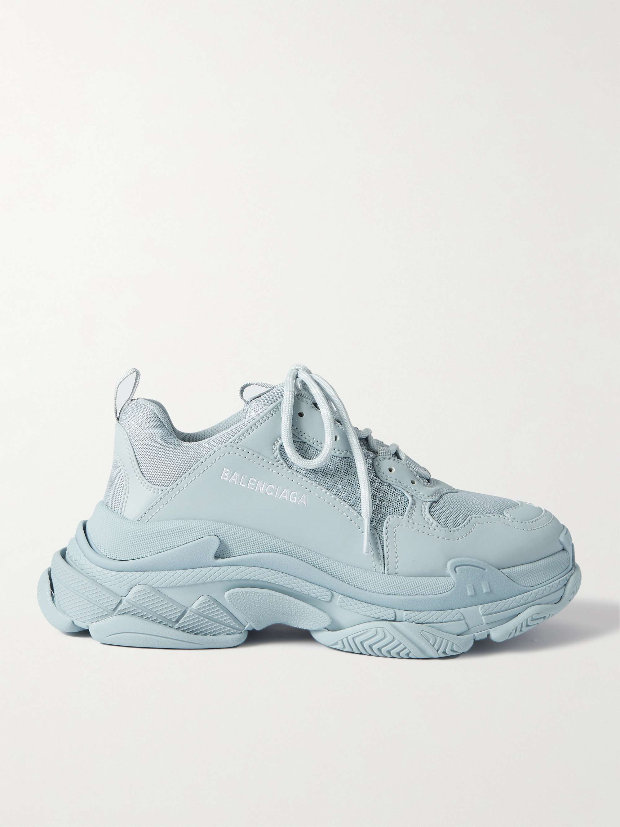 Blue Triple S Mesh and Faux Leather Sneakers | BALENCIAGA | MR PORTER