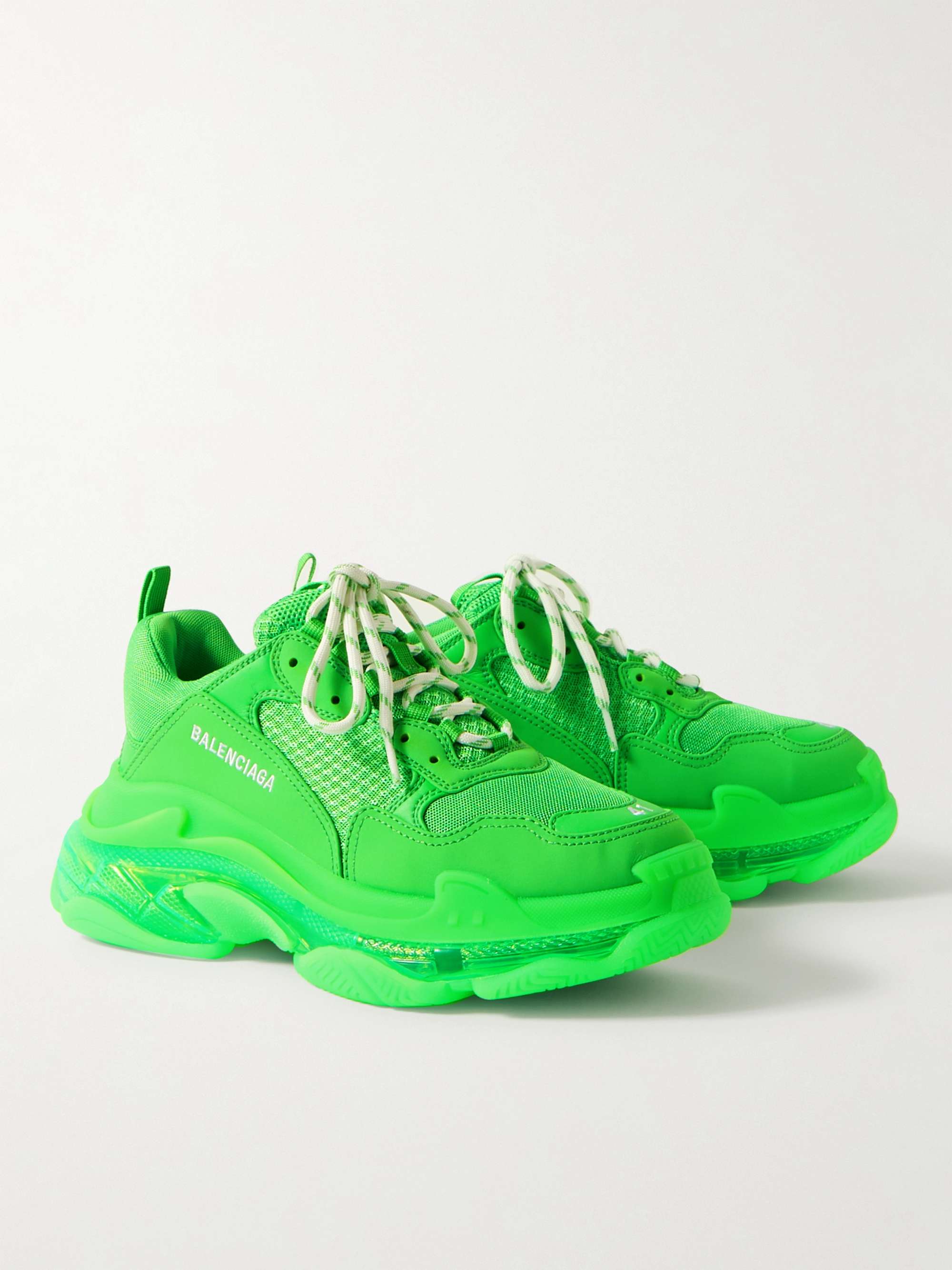 BALENCIAGA Triple S Clear Sole Mesh, Nubuck and Leather Sneakers | MR PORTER