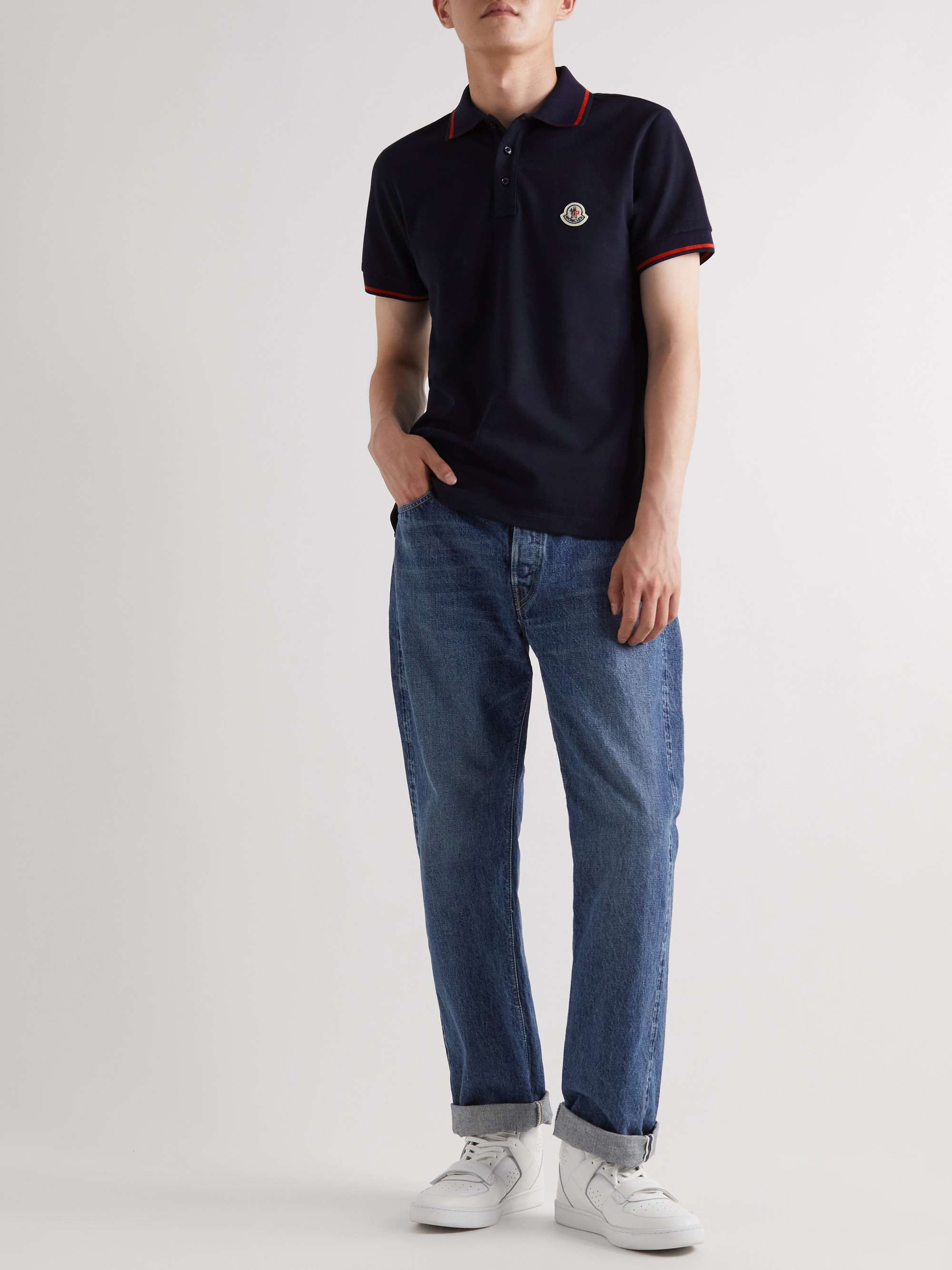 MONCLER Logo-Appliquéd Cotton-Piqué Polo Shirt for Men | MR PORTER