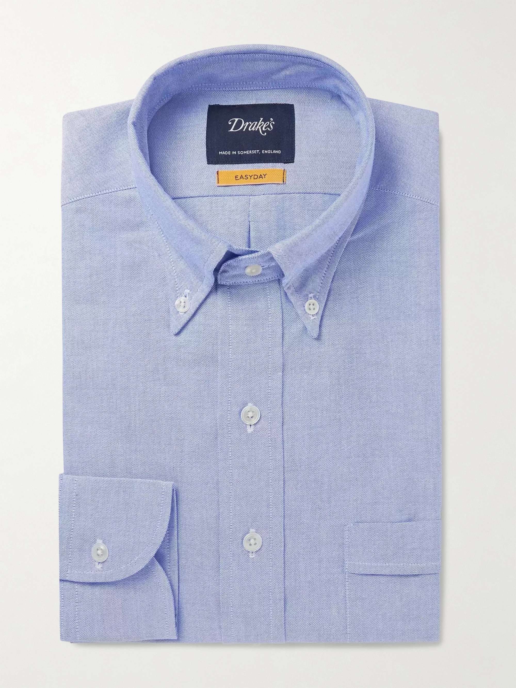 DRAKE'S Blue Button-Down Collar Cotton Oxford Shirt | MR PORTER