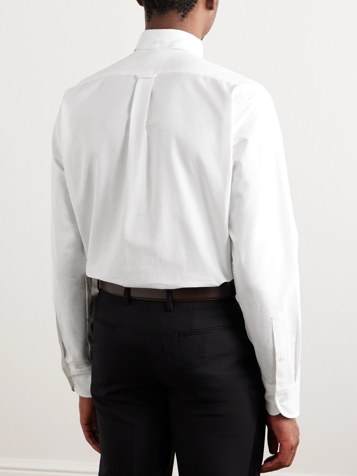 Shop Drake's White Button-down Collar Cotton Oxford Shirt