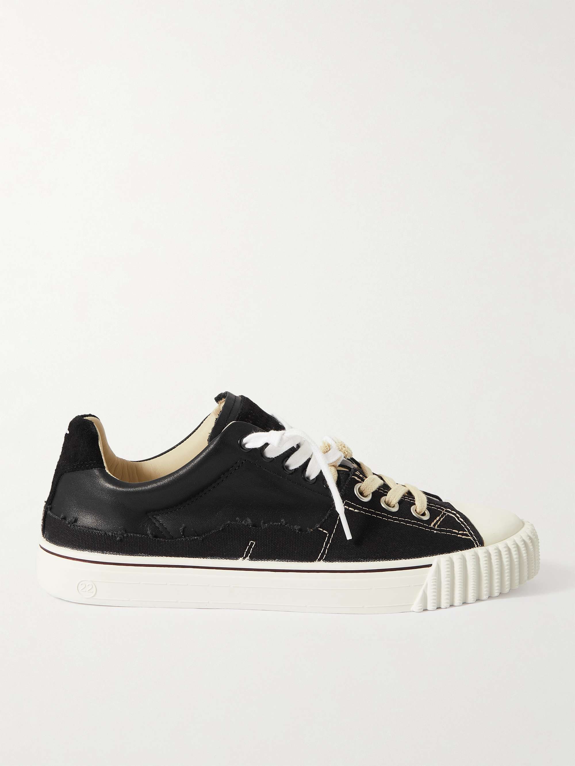 MAISON MARGIELA Evolution Distressed Canvas and Leather Sneakers for Men |  MR PORTER