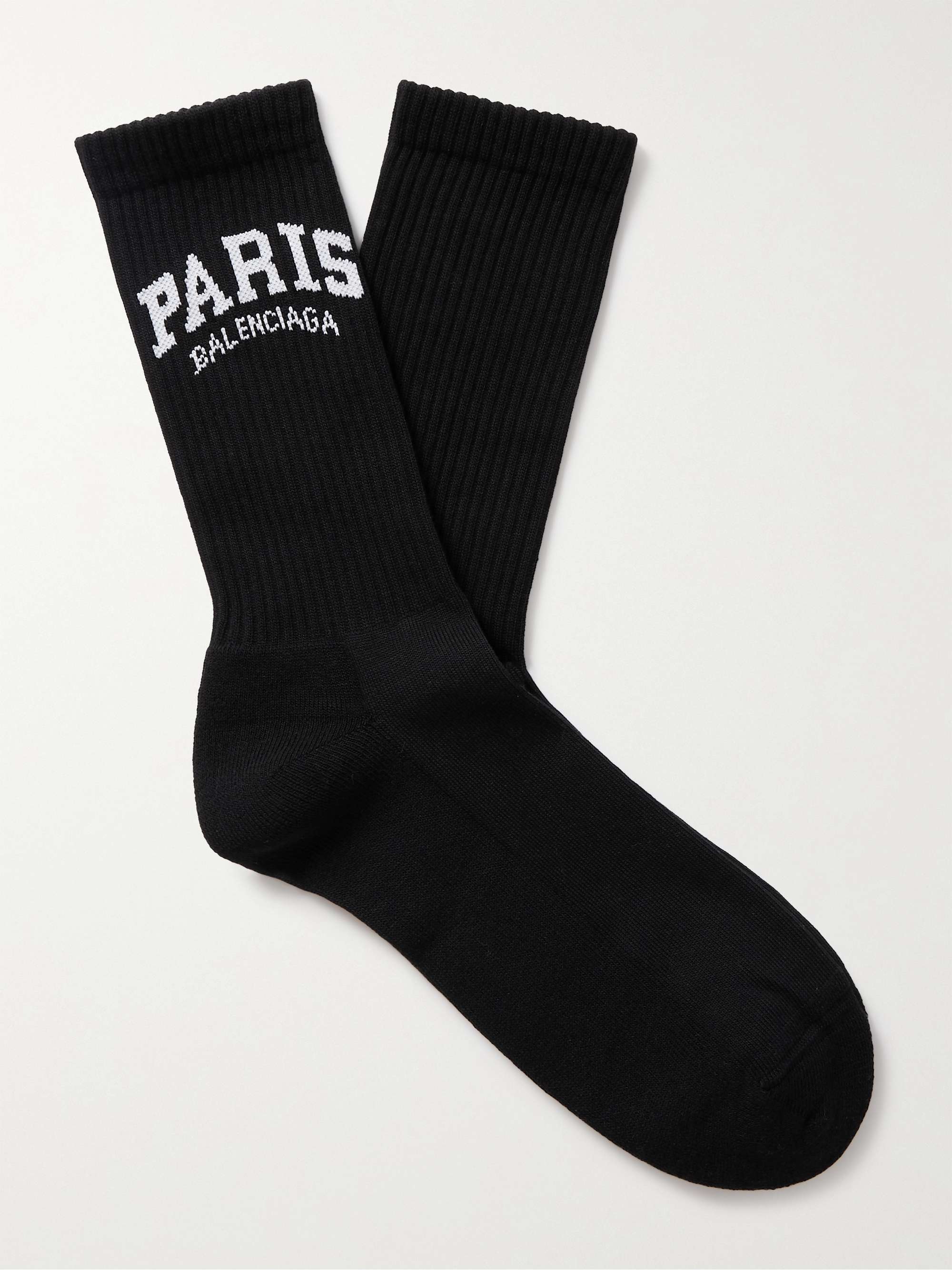 BALENCIAGA Cities Logo-Jacquard Ribbed Cotton-Blend Socks for Men | MR  PORTER