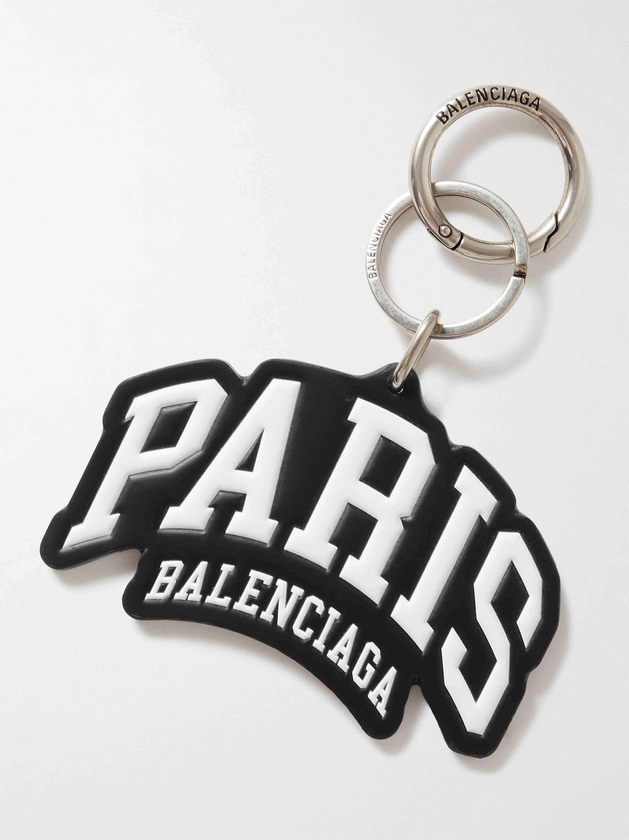 BALENCIAGA Logo-Embossed Leather Key Ring | MR PORTER