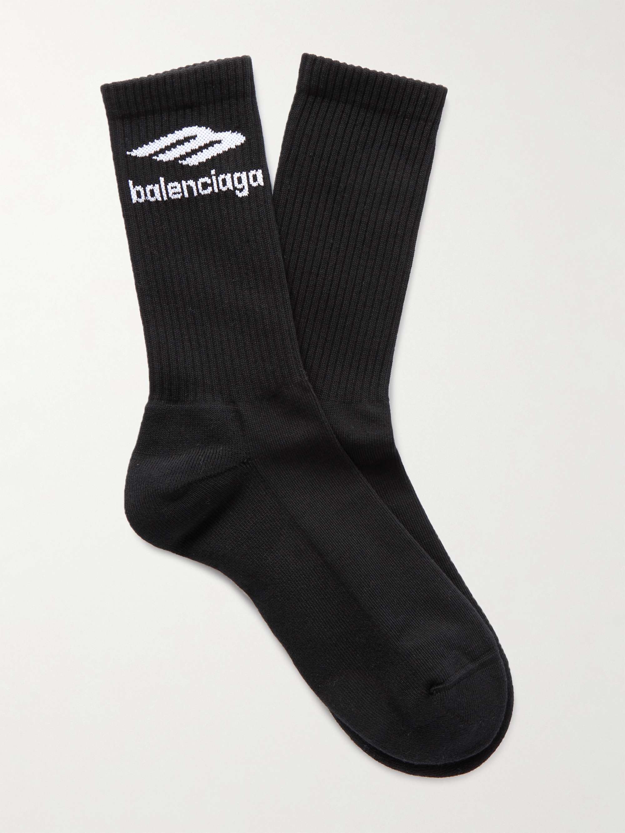 BALENCIAGA Cities Logo-Jacquard Ribbed Cotton-Blend Socks for Men | MR  PORTER