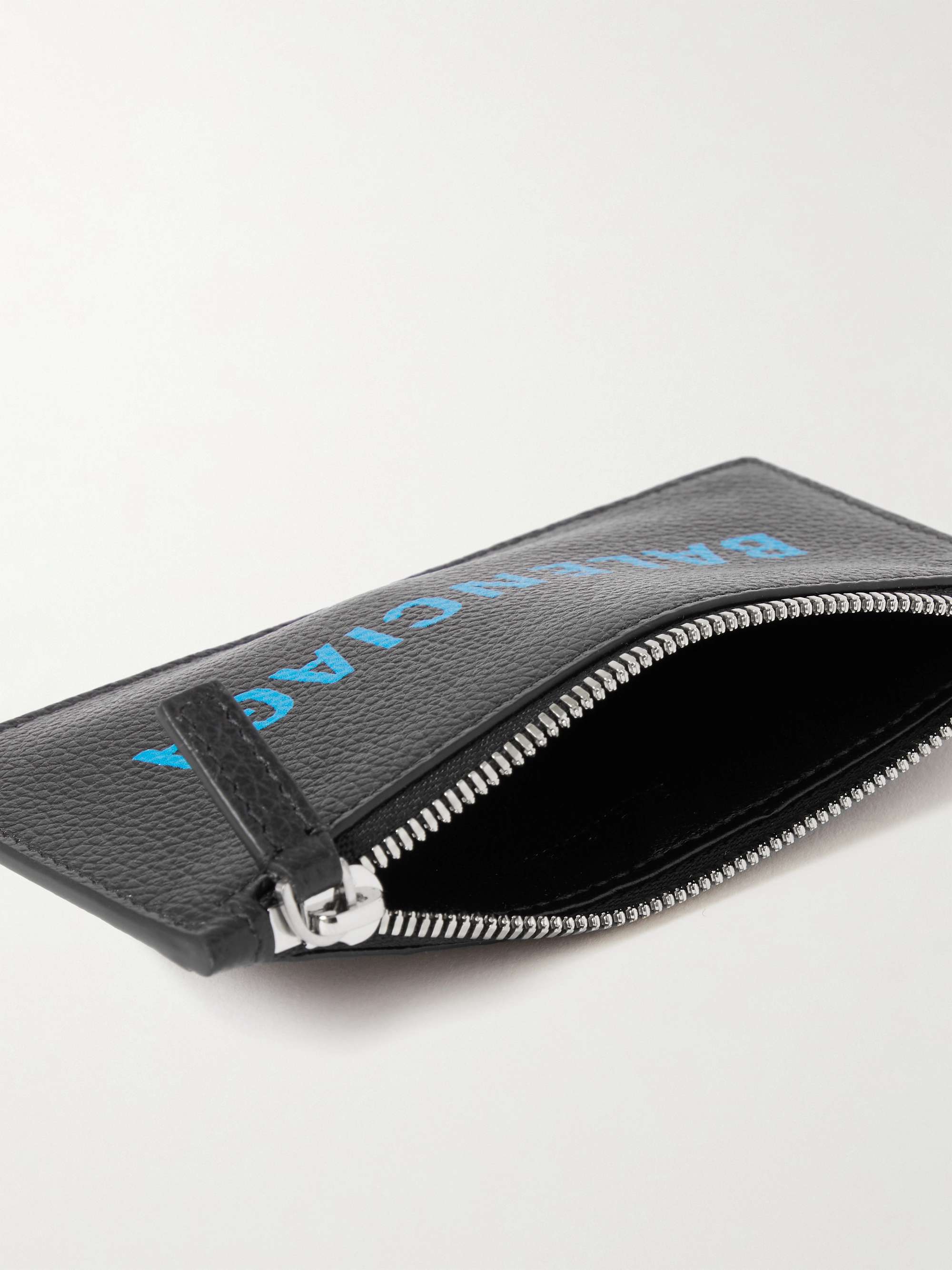 Black Logo-Print Full-Grain Leather Zipped Cardholder with Lanyard |  BALENCIAGA | MR PORTER