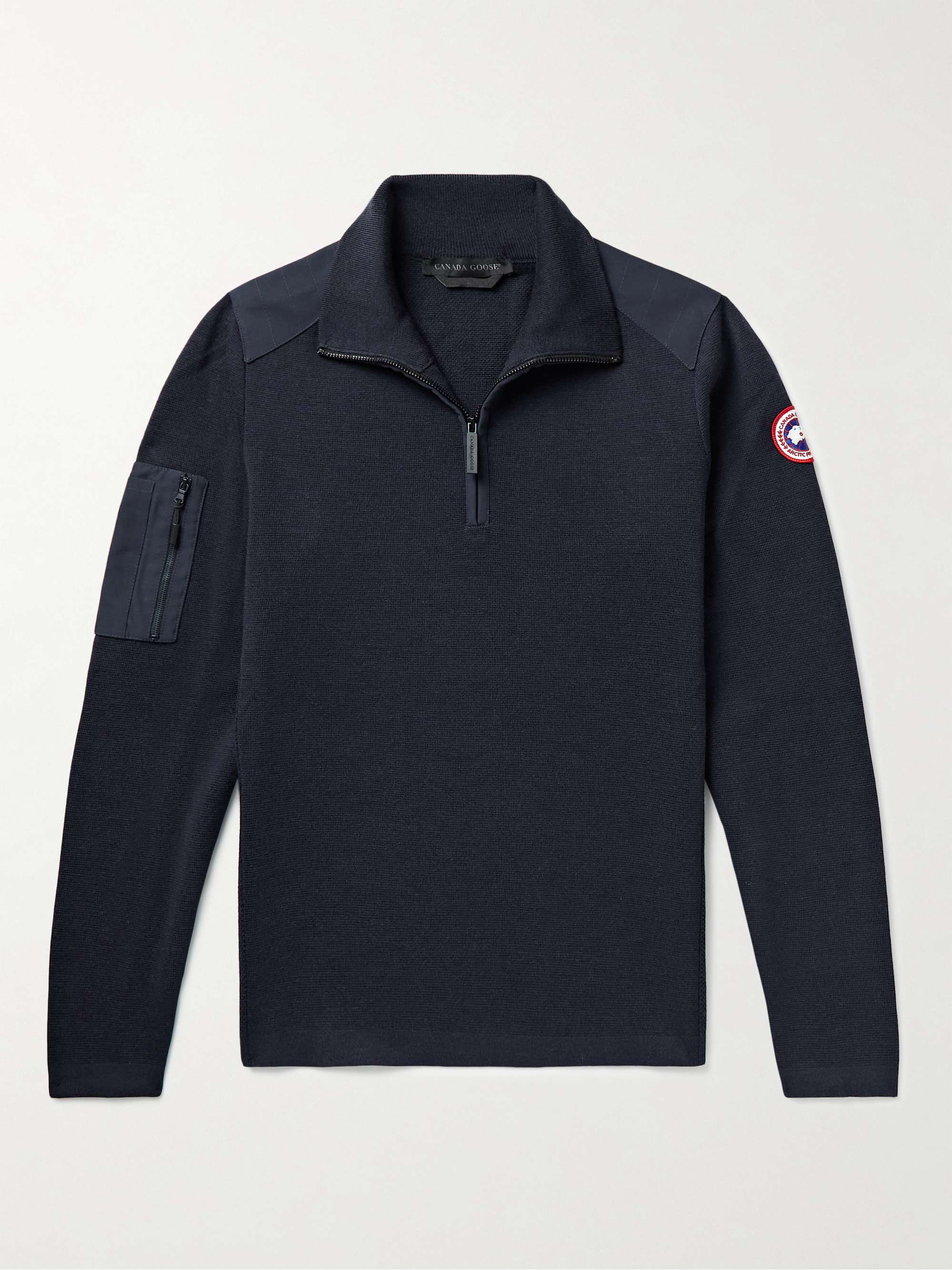 CANADA GOOSE Stormont Slim-Fit CORDURA-Trimmed Merino Wool Half-Zip Sweater  for Men | MR PORTER