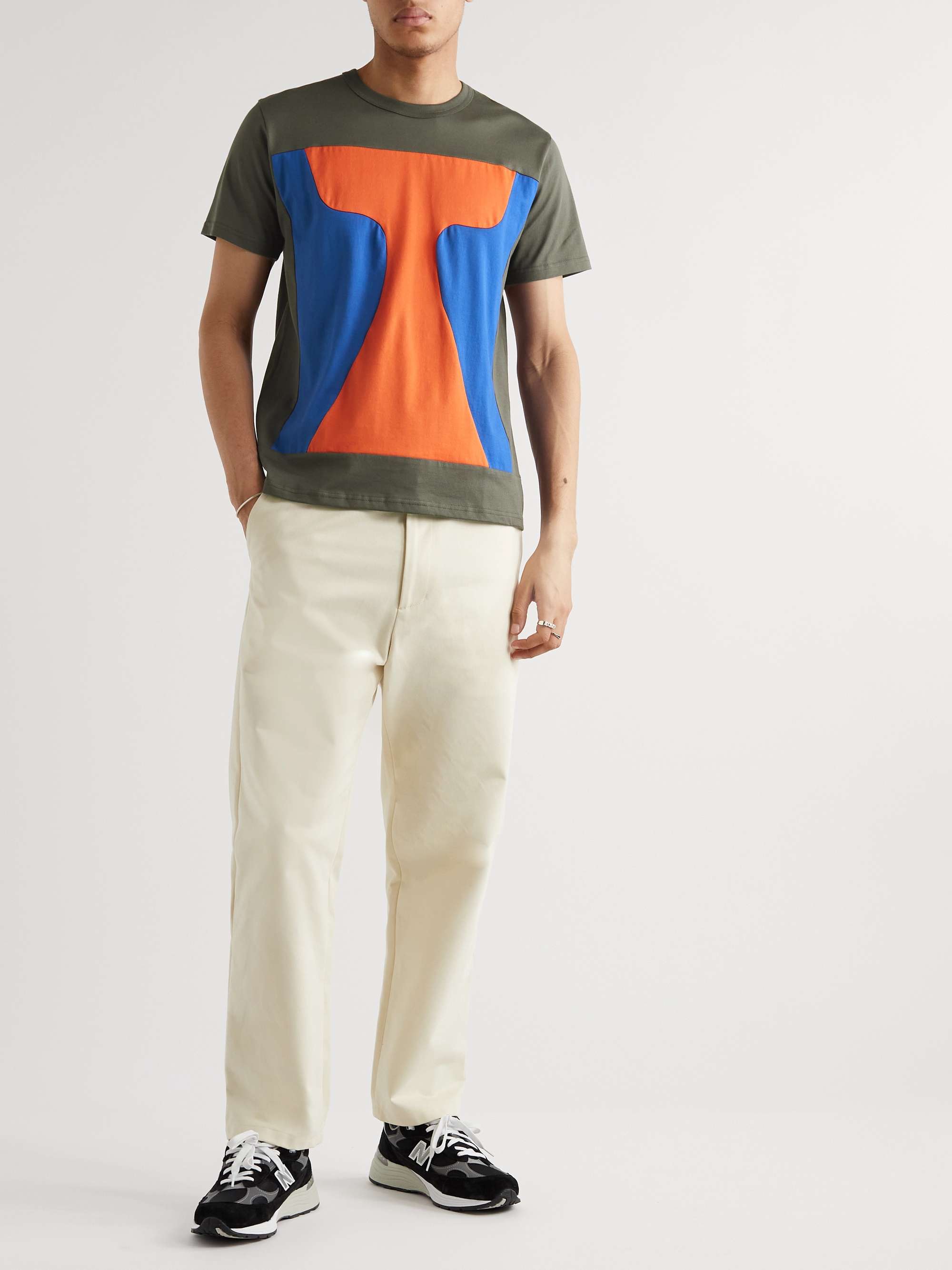 ALOYE Colour-Block Panelled Cotton-Jersey T-Shirt | MR PORTER
