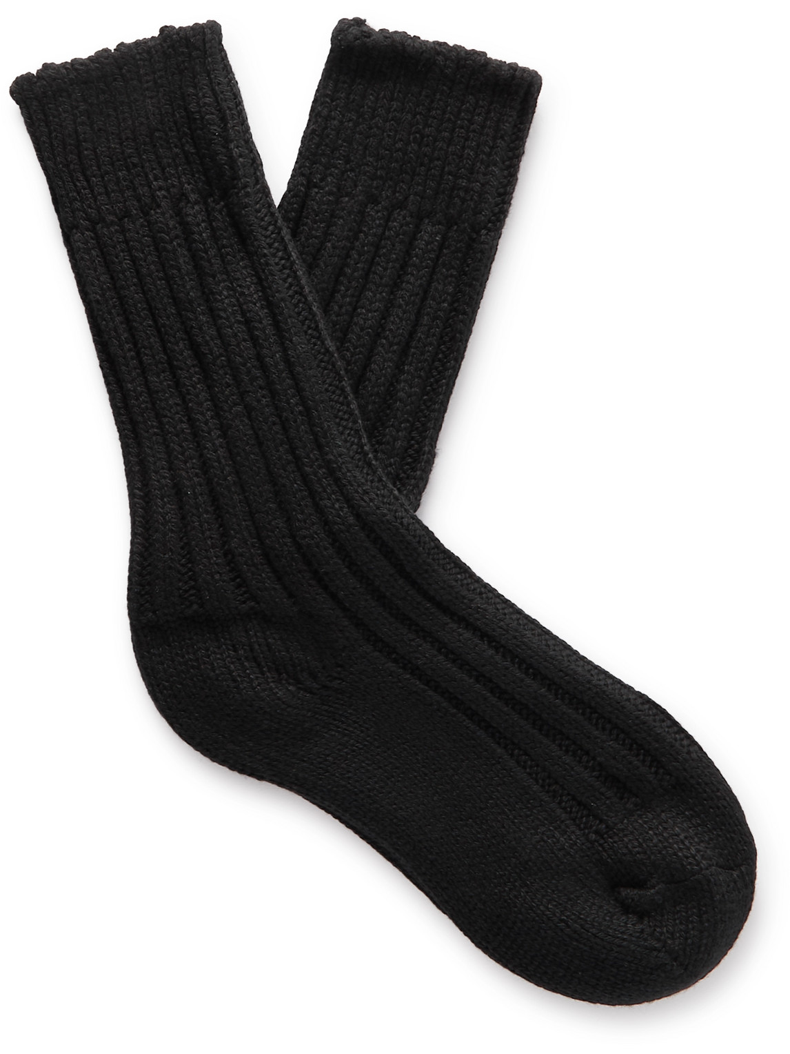 The Elder Statesman Yosemite Ribbed Cashmere Socks In Black