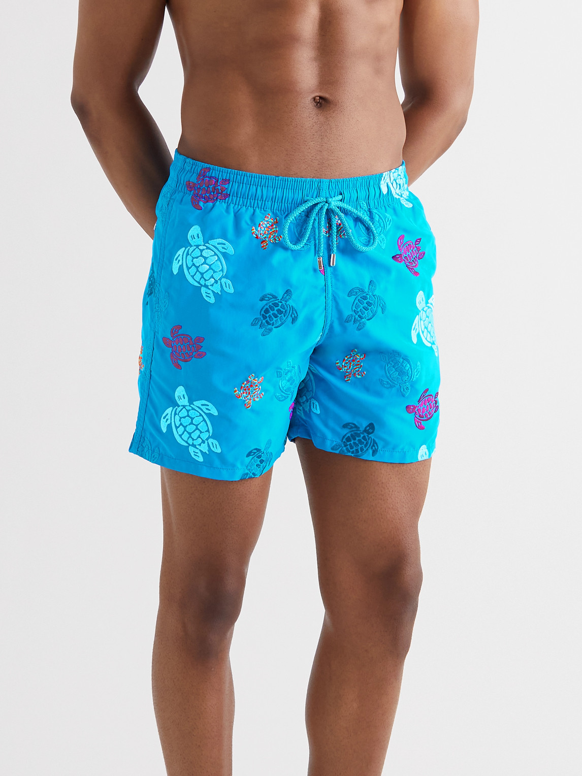 Vilebrequin Mistral Straight-length Mid-length Embroidered Swim Shorts In  Blue | ModeSens