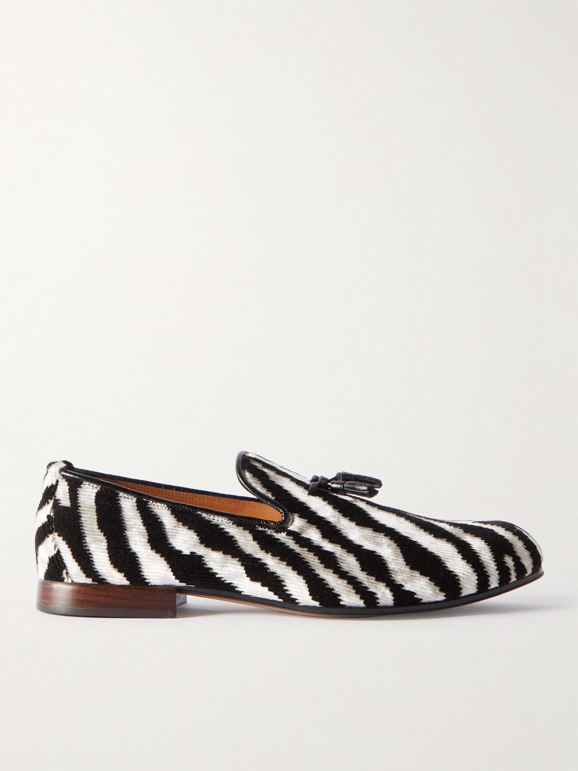 TOM FORD Nicolas Tasselled Leather-Trimmed Zebra-Print Corduroy Loafers ...