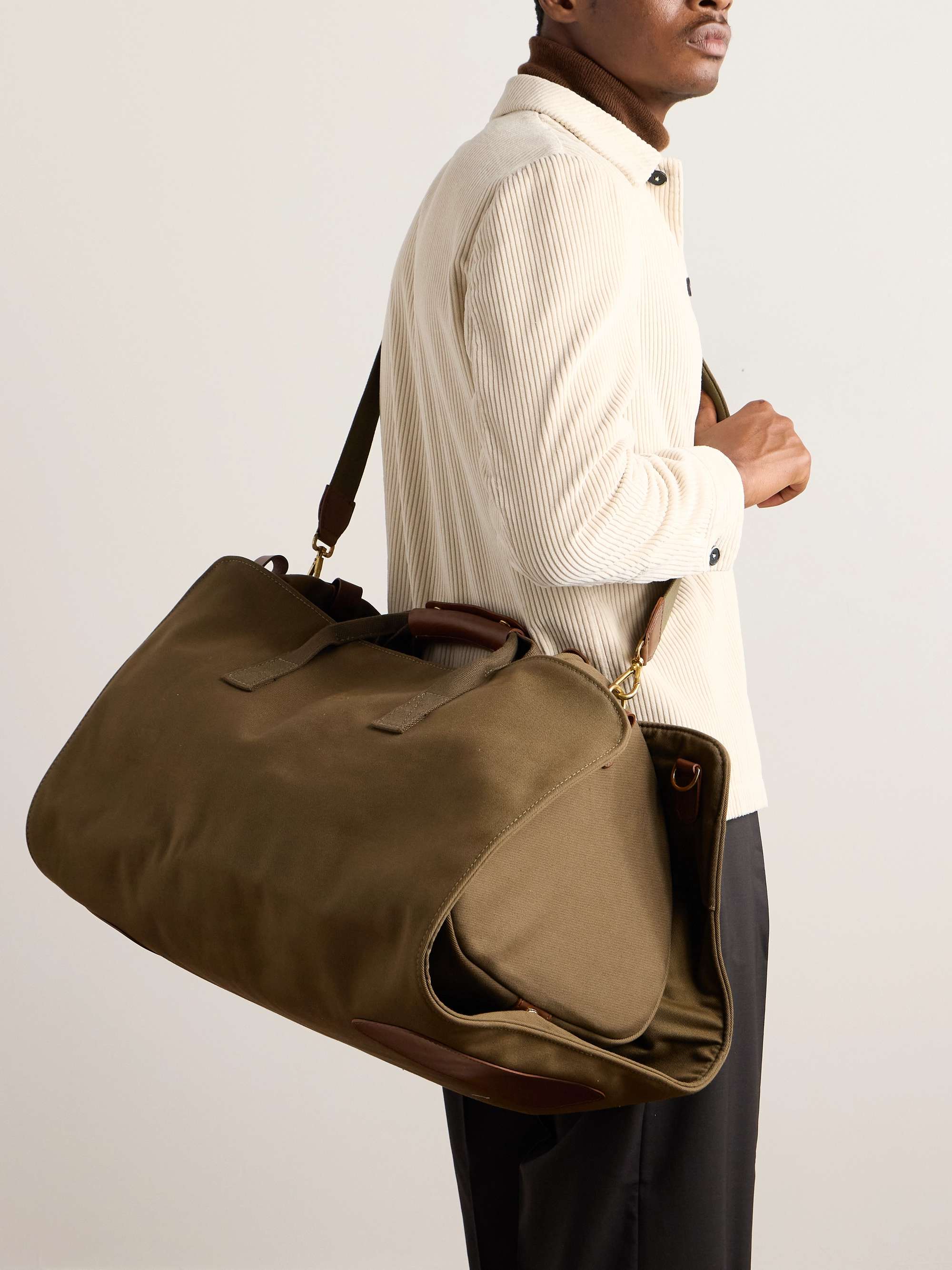 BENNETT WINCH Leather-Trimmed Cotton-Canvas Suit Carrier and Holdall for  Men | MR PORTER