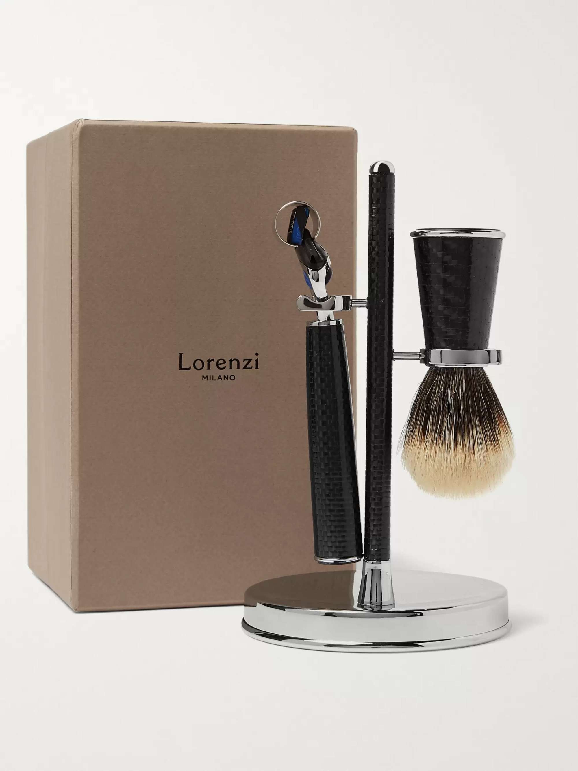 LORENZI MILANO Three-Piece Carbon-Fibre Shaving Set | MR PORTER