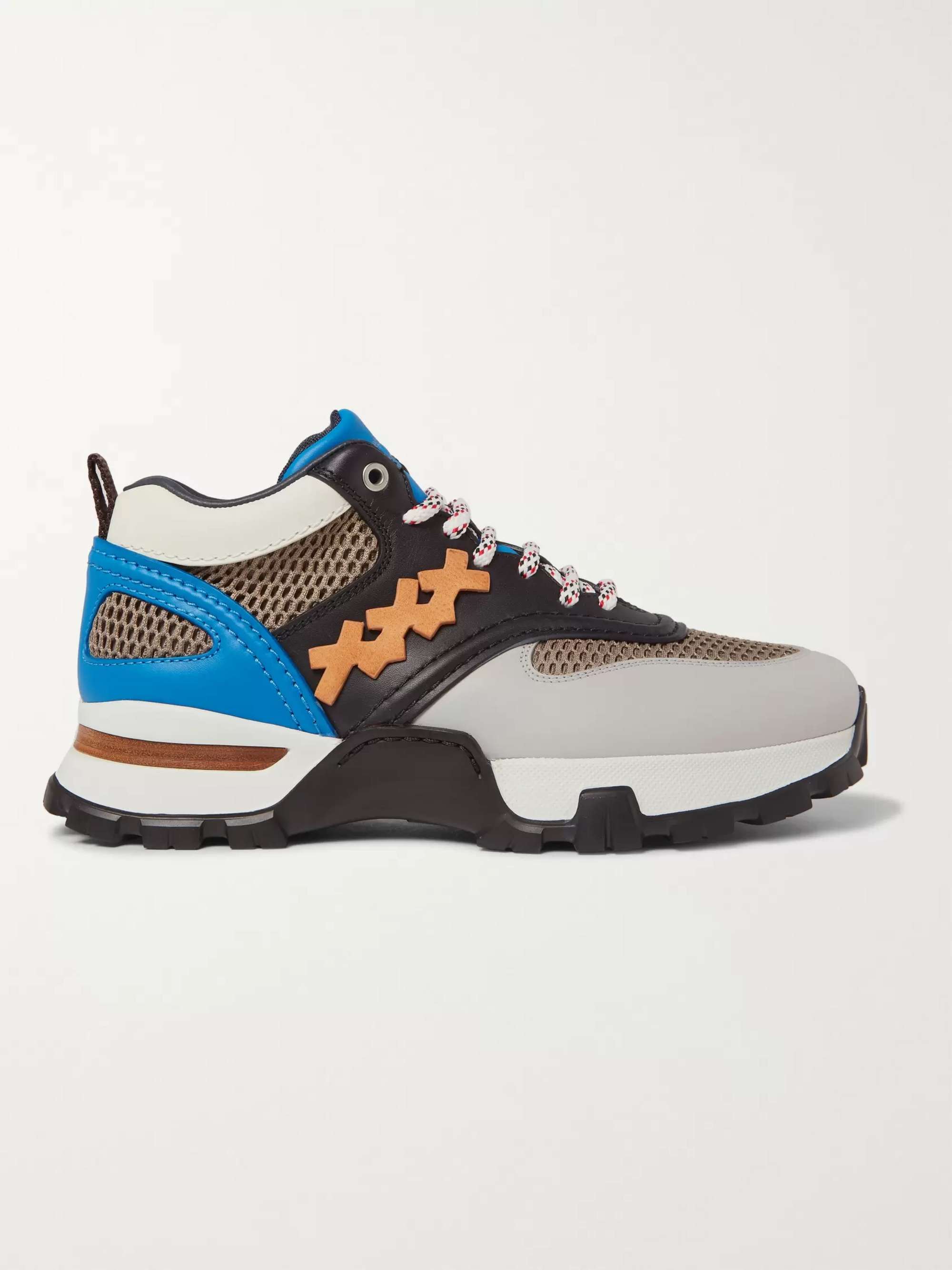 ZEGNA Cesare Leather and Mesh Sneakers | MR PORTER
