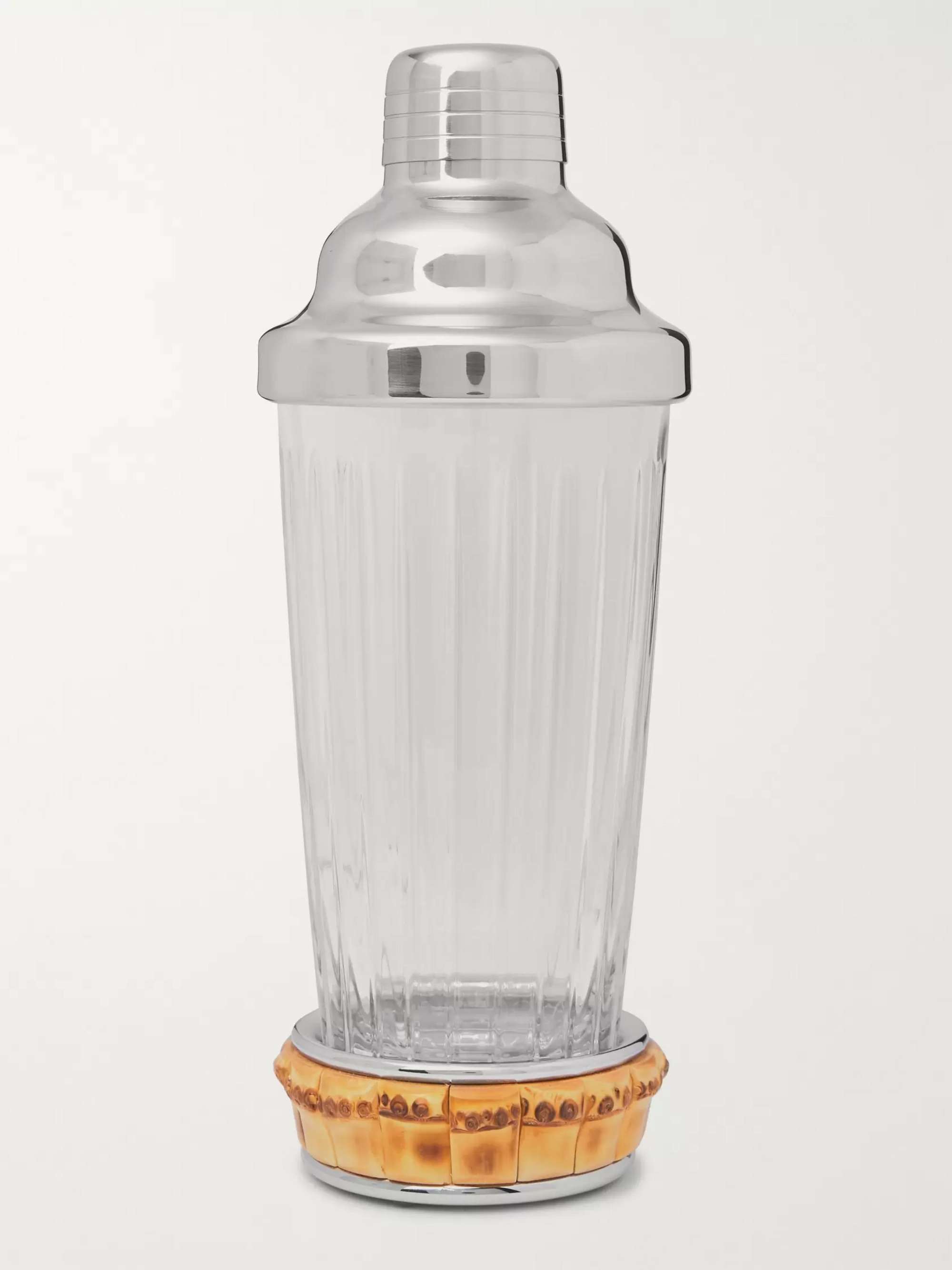 Glass, Bamboo and Stainless Steel Cocktail Shaker