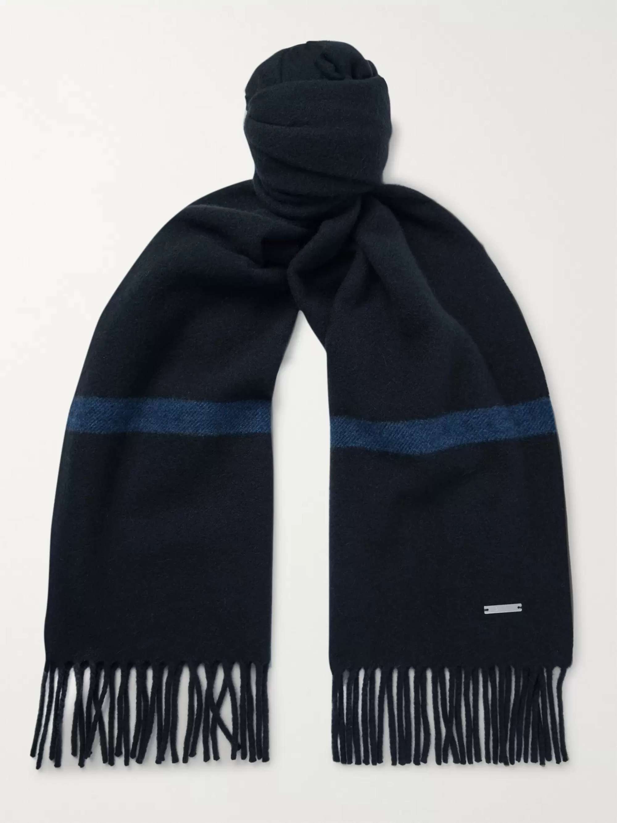 LORO PIANA Fringed Striped Baby Cashmere Scarf for Men | MR PORTER