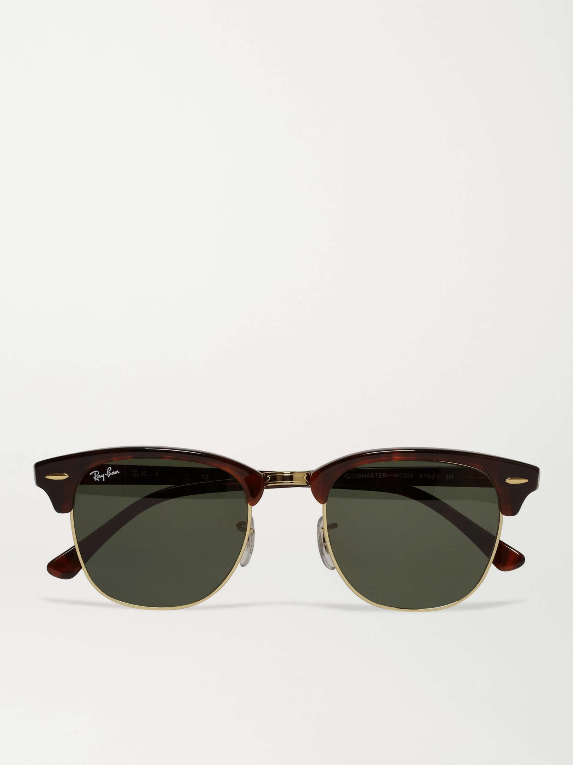 أخضر نظارات شمسية Clubmaster بإطار من الأسيتات ومعدن باللون الذهبي |  RAY-BAN | MR PORTER