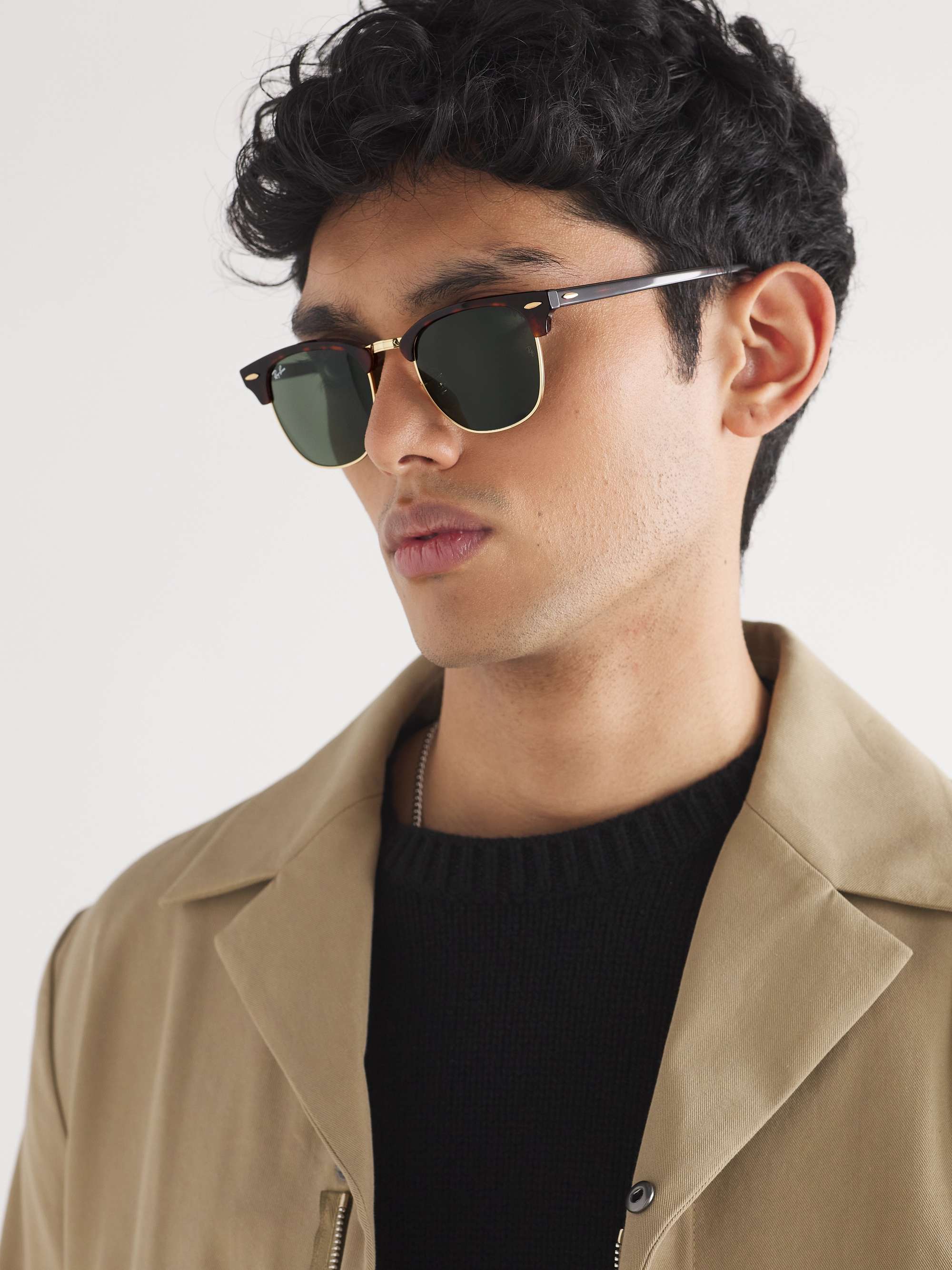 RAY-BAN Clubmaster Acetate and Gold-Tone Sunglasses for Men | MR PORTER